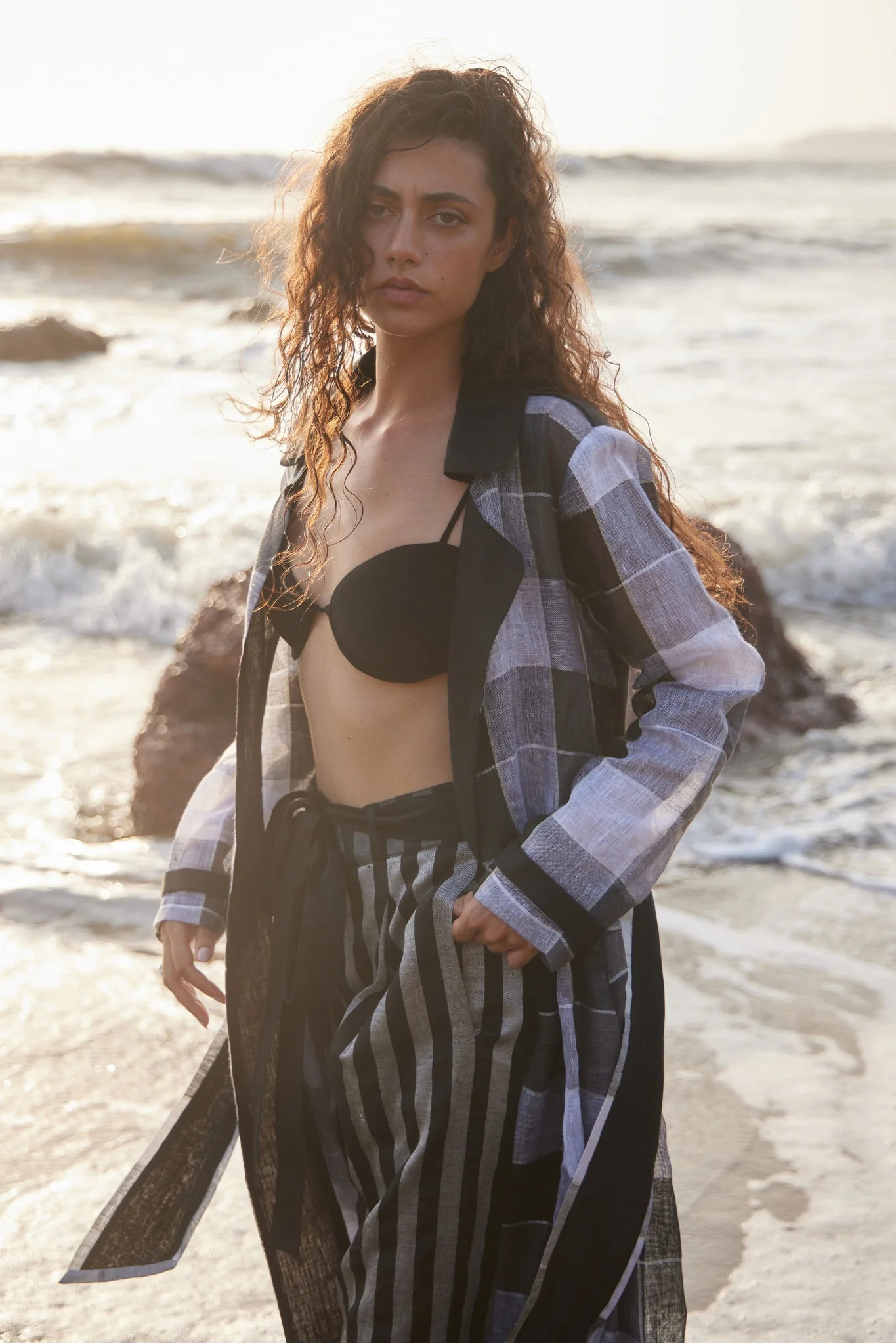 Linen Check Trench - Image 2
