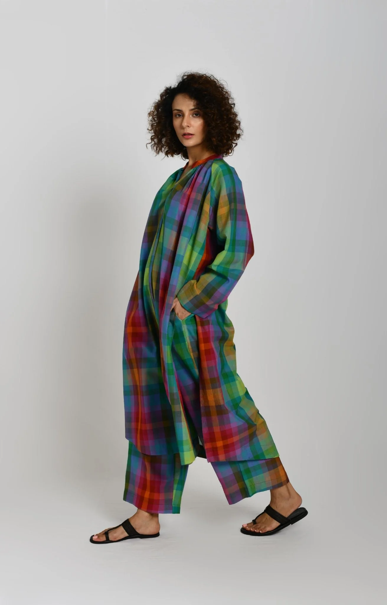 Madras Checks Neck Gather Co-ord Set - Image 4