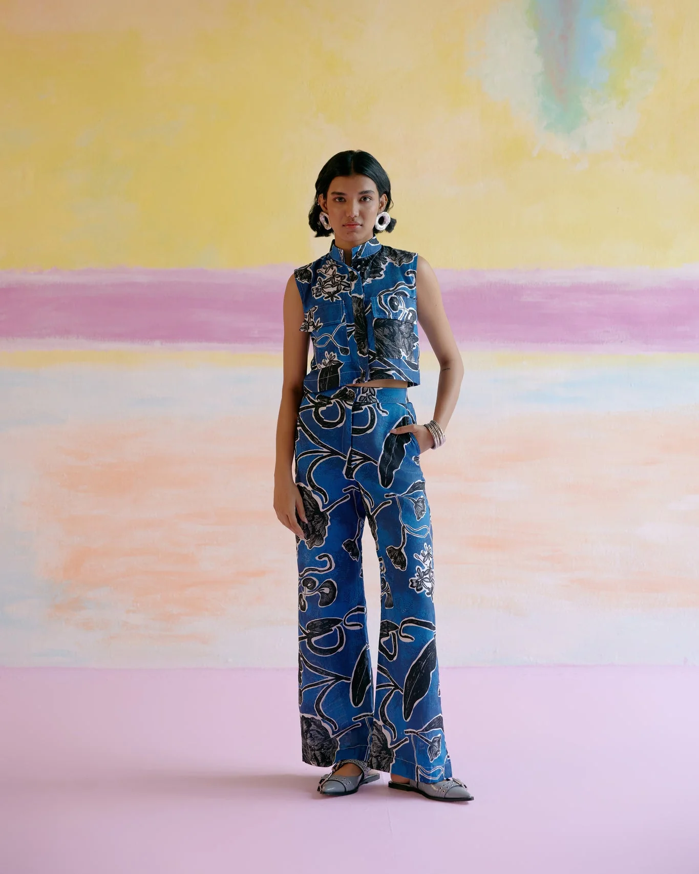 Malta Co-ord Set in Blue Jardin Print