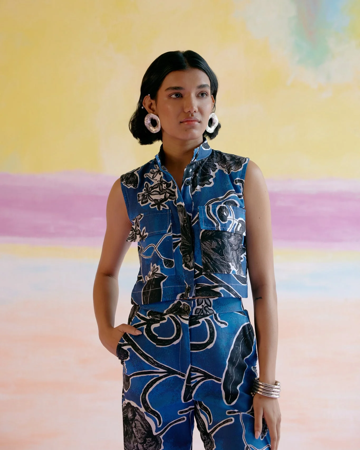 Malta Co-ord Set in Blue Jardin Print - Image 2