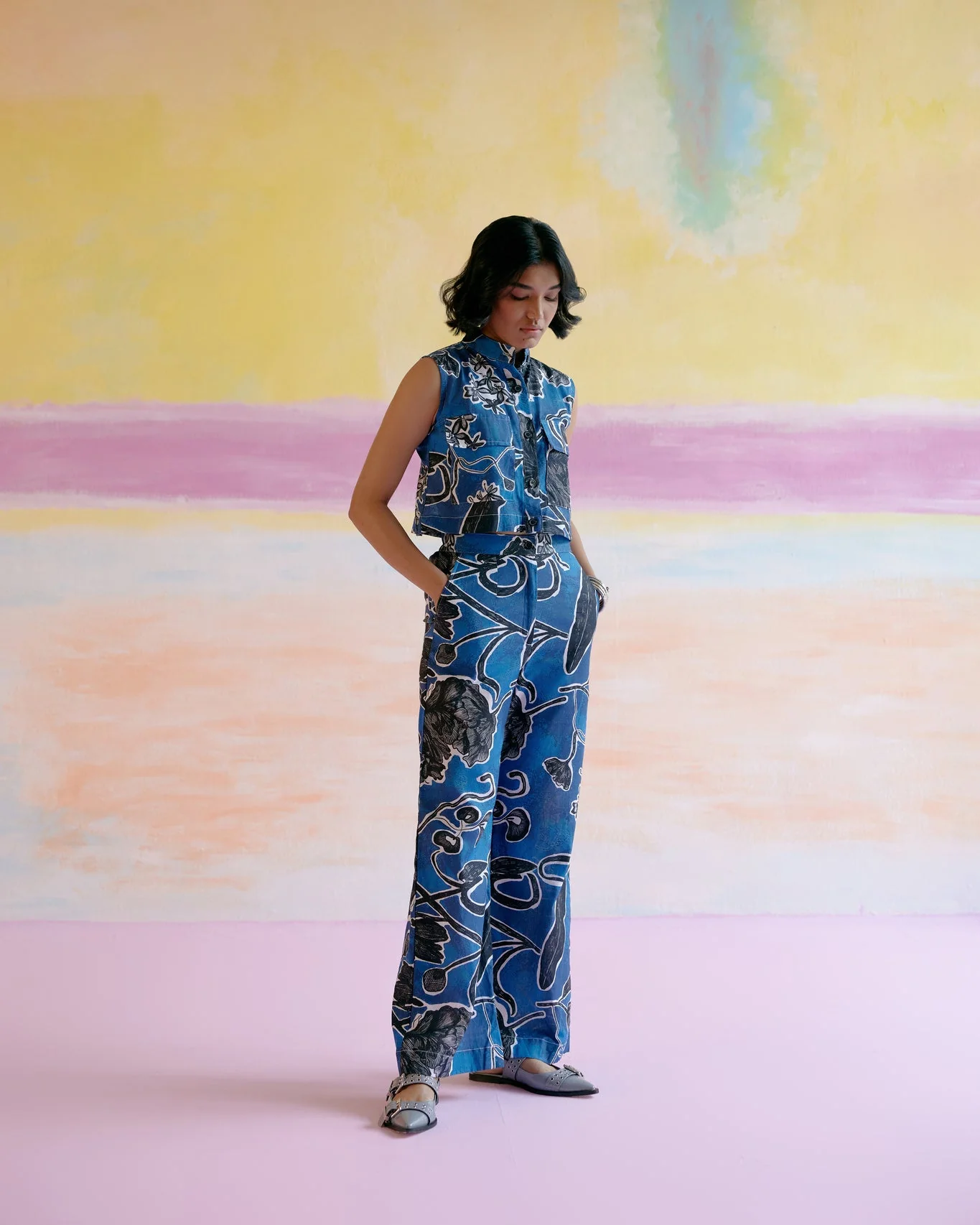 Malta Co-ord Set in Blue Jardin Print - Image 3