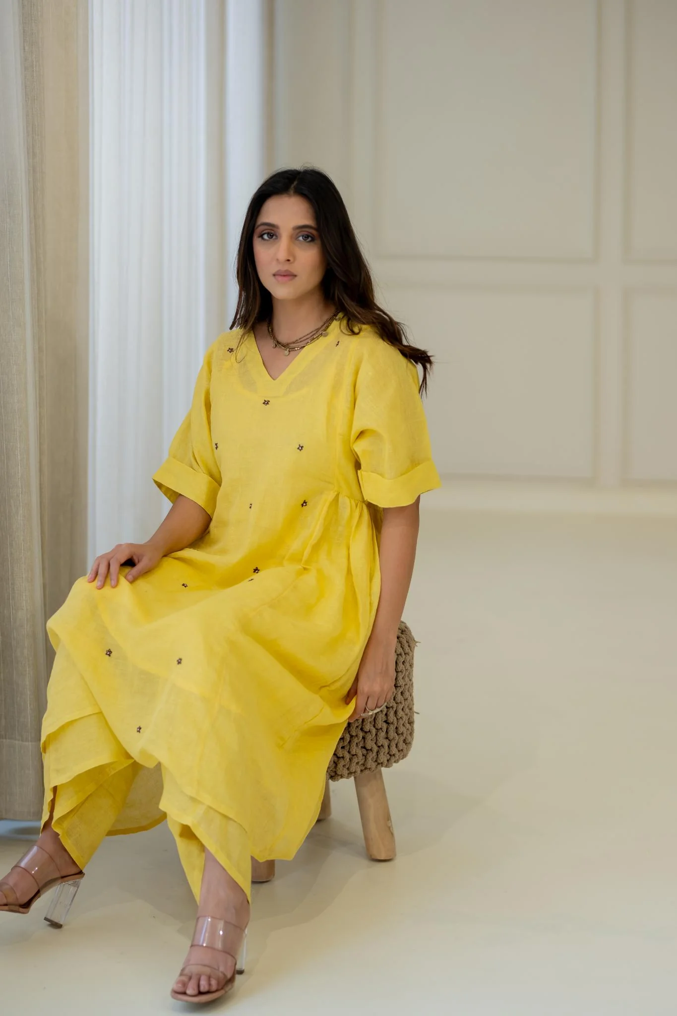 Marigold Linen Kurta Set - Image 4