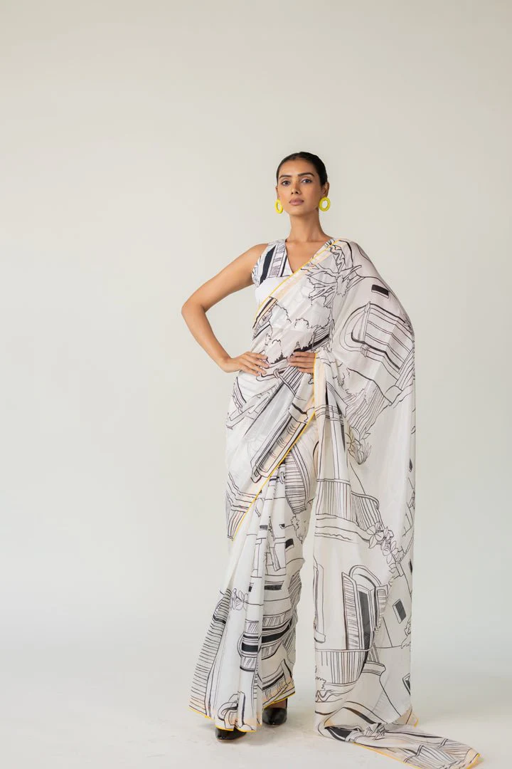 Mediterranean Citylines Saree