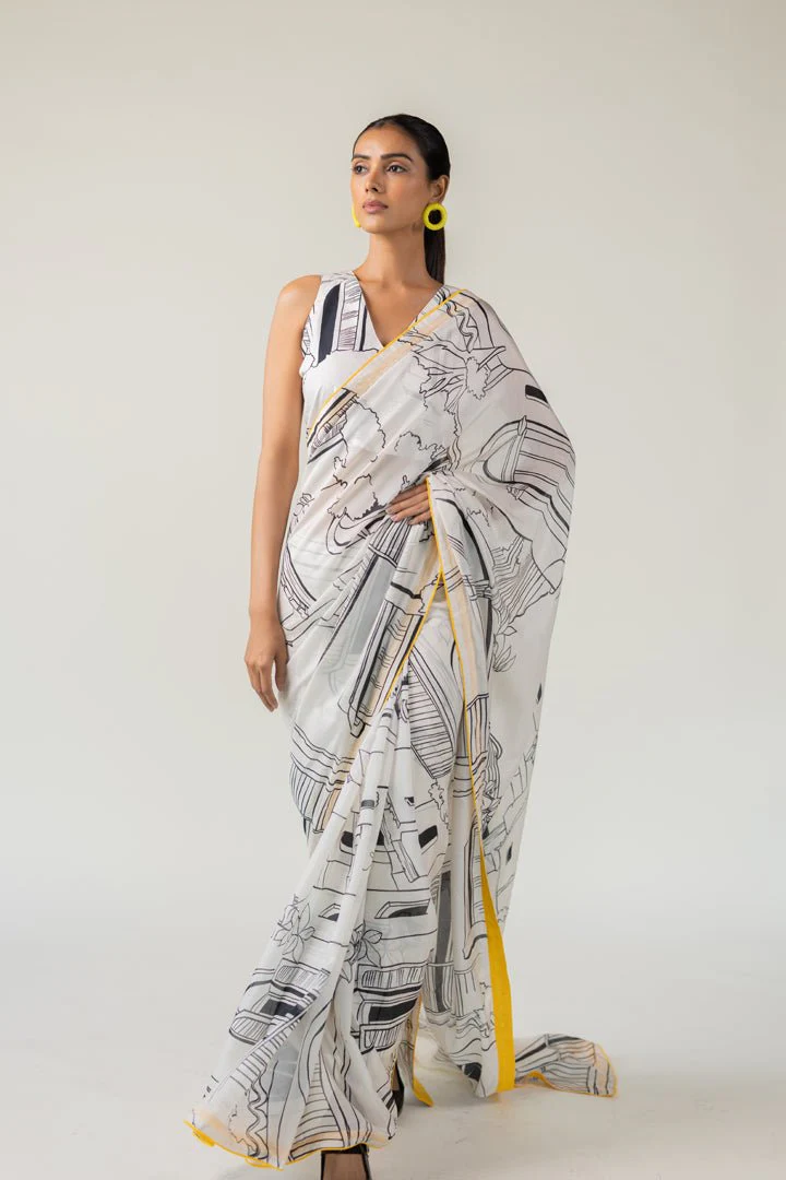 Mediterranean Citylines Saree - Image 8