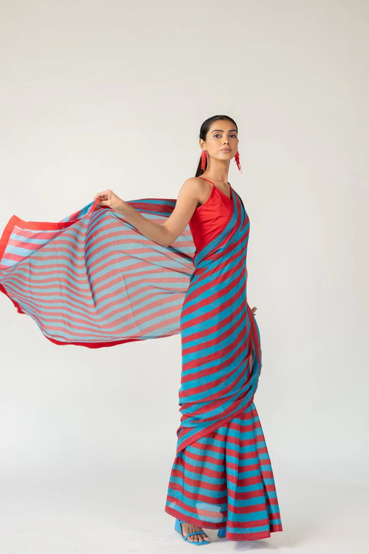 Metro Stripes Saree - Image 2