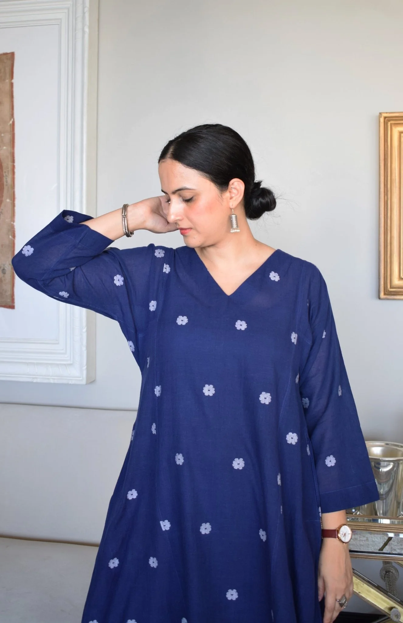 Midnight Blue Jamdani Phiran - Image 2