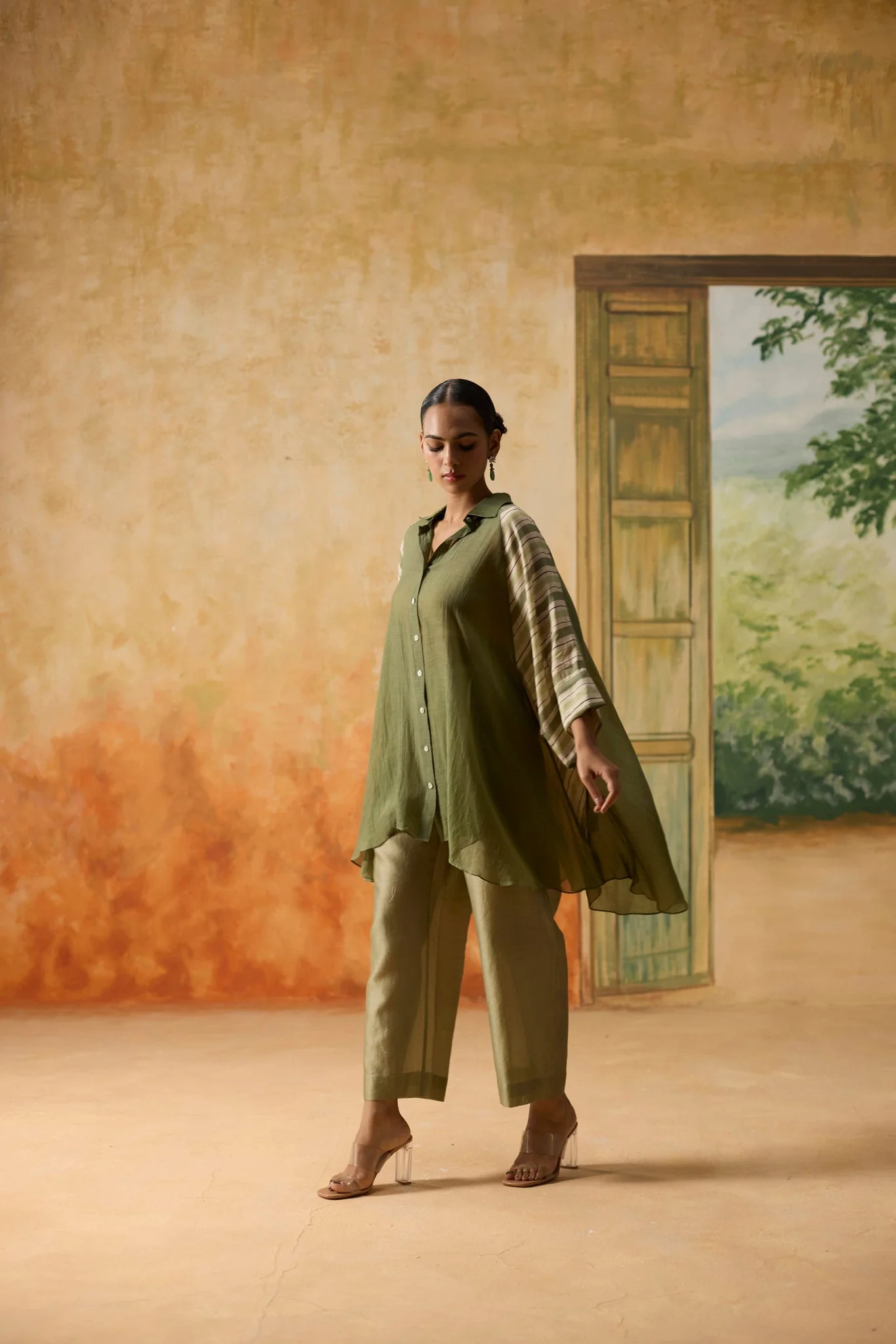 Mist Shirt- Beige and Green