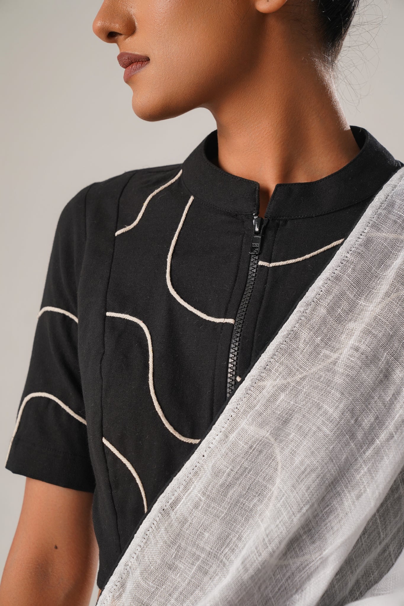 MJ Black Cotton Blouse - Image 2