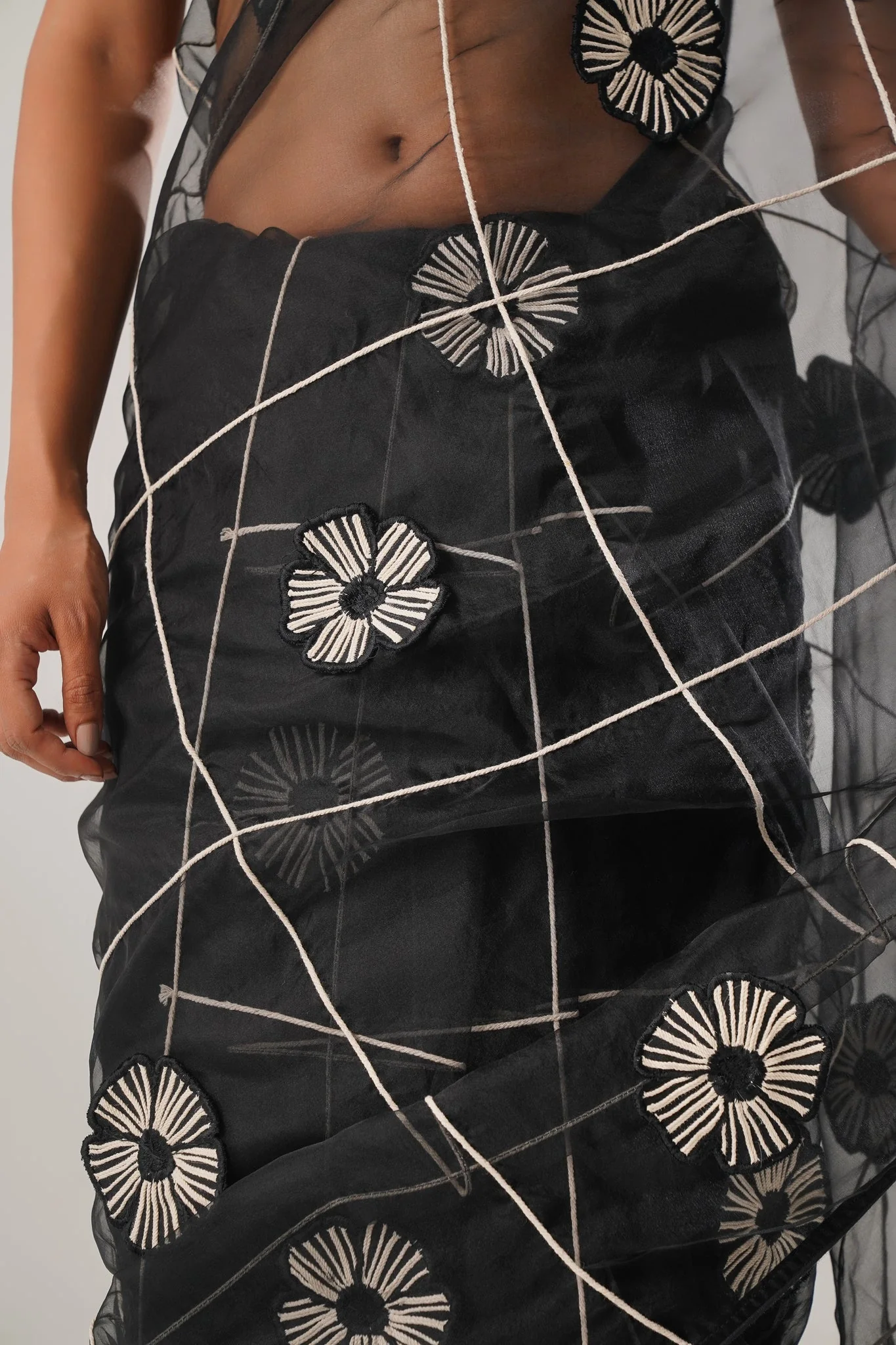 MJ Black Floral Saree - Image 3