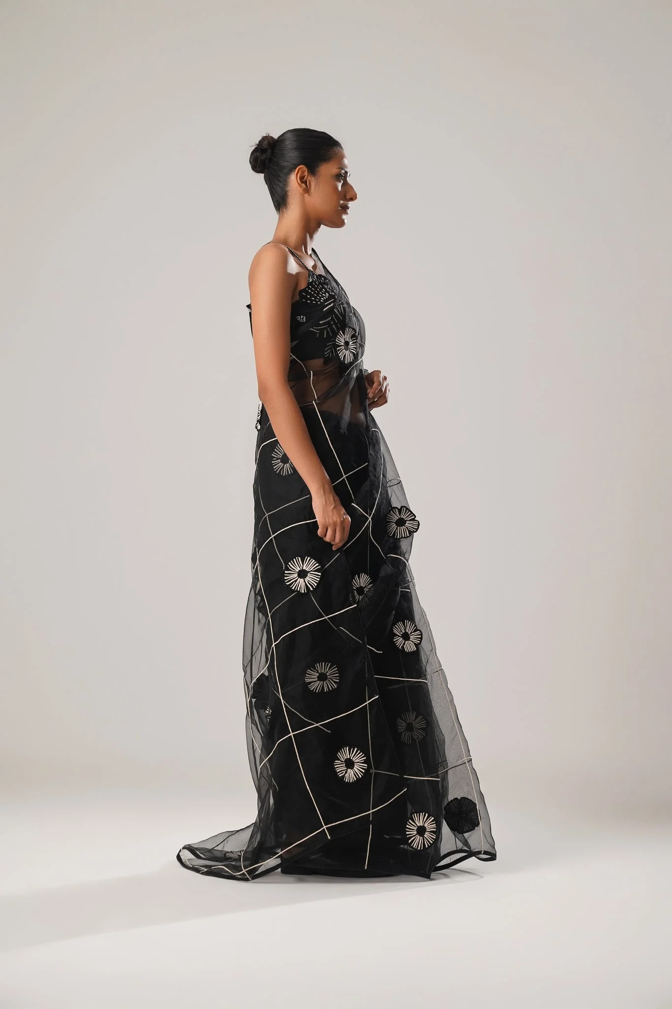 MJ Black Floral Saree - Image 5