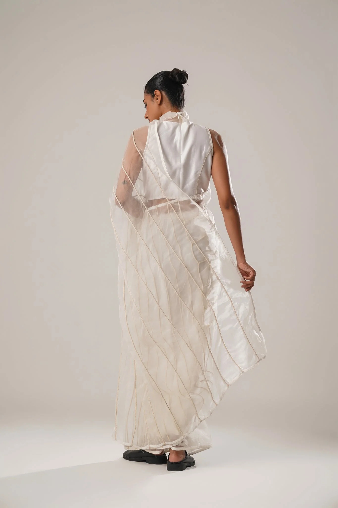 MJ White Silk Chanderi Blouse - Image 4