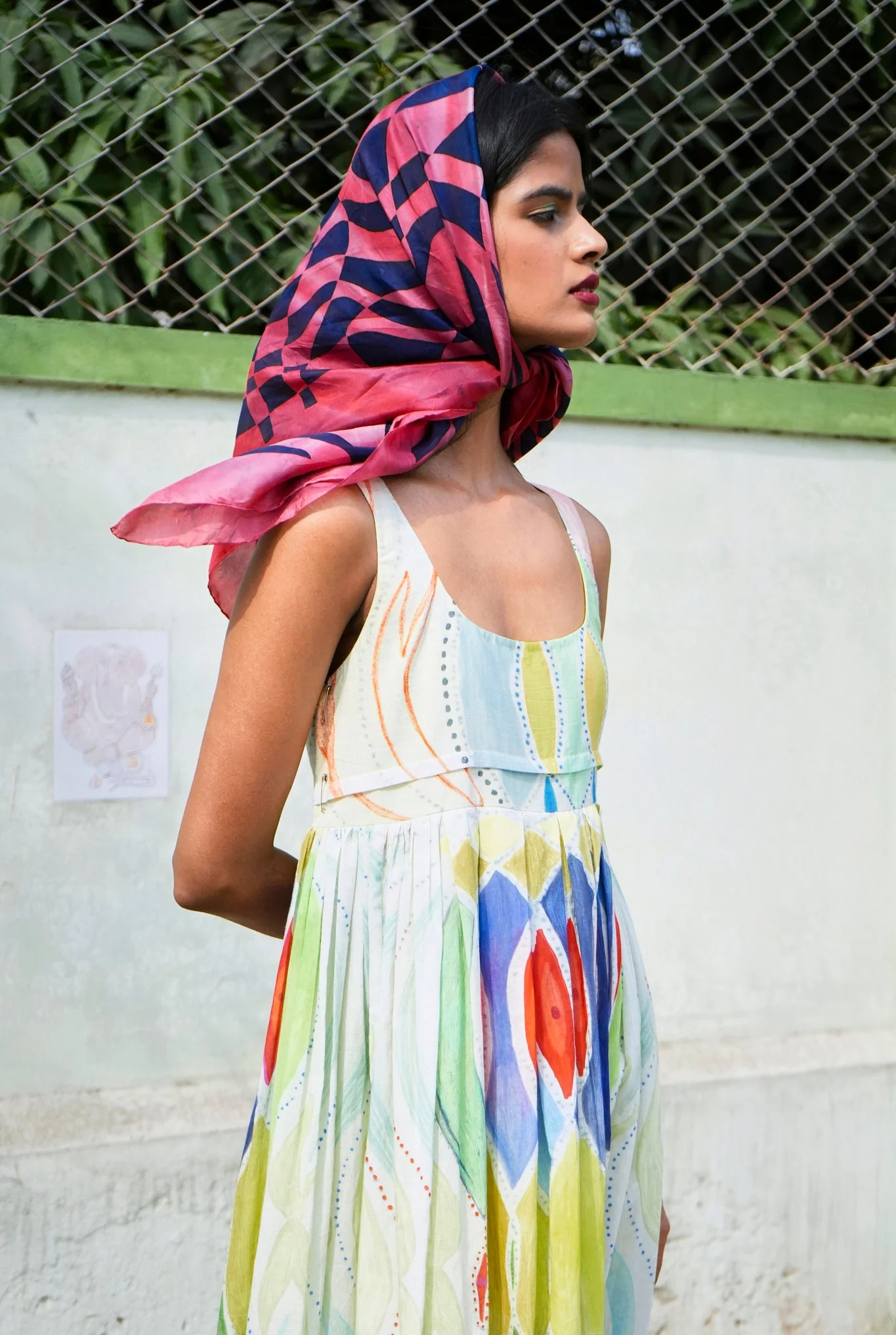 Mulmul Ballet Dress In Athangudi Pastel Print - Image 6