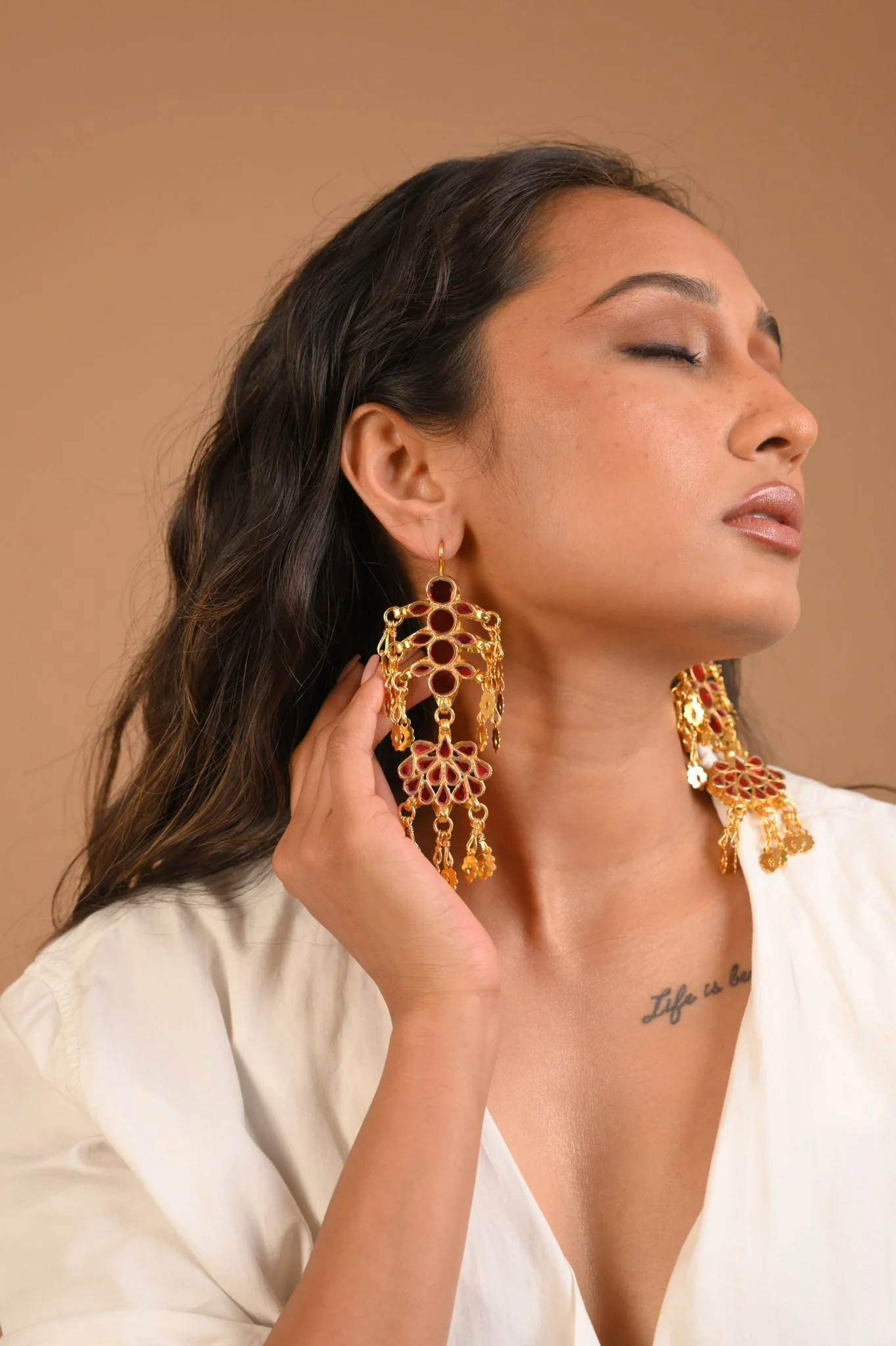 Nadiya Earrings in Red