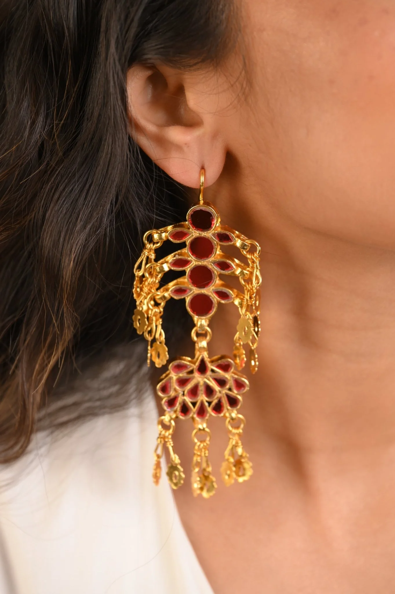 Nadiya Earrings in Red - Image 2
