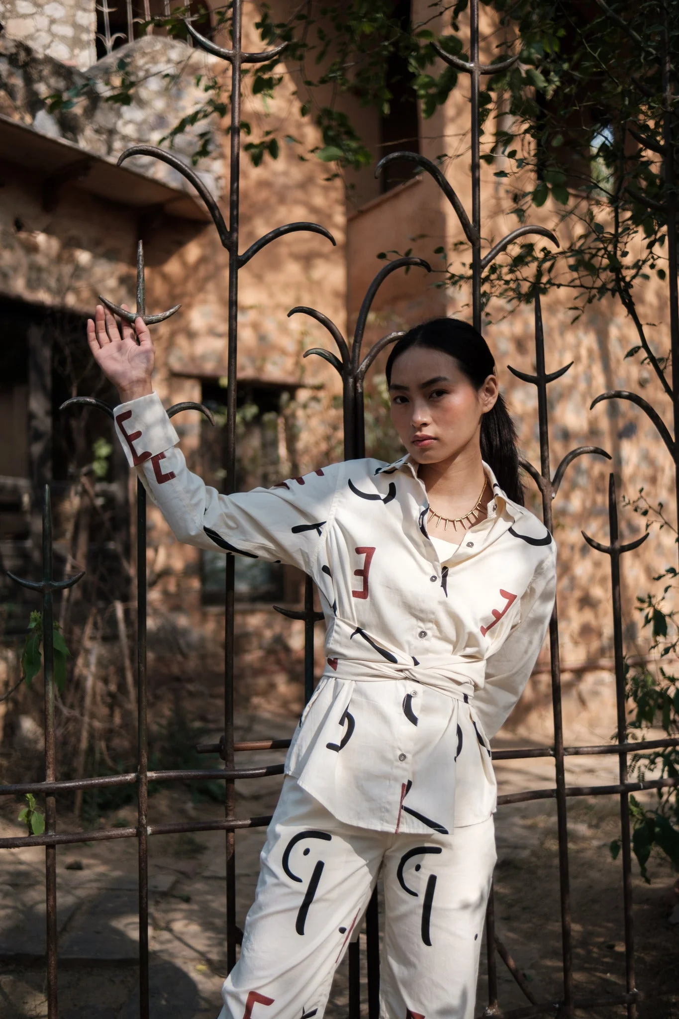 Nara Front Knot Shirt - Printed - Image 5