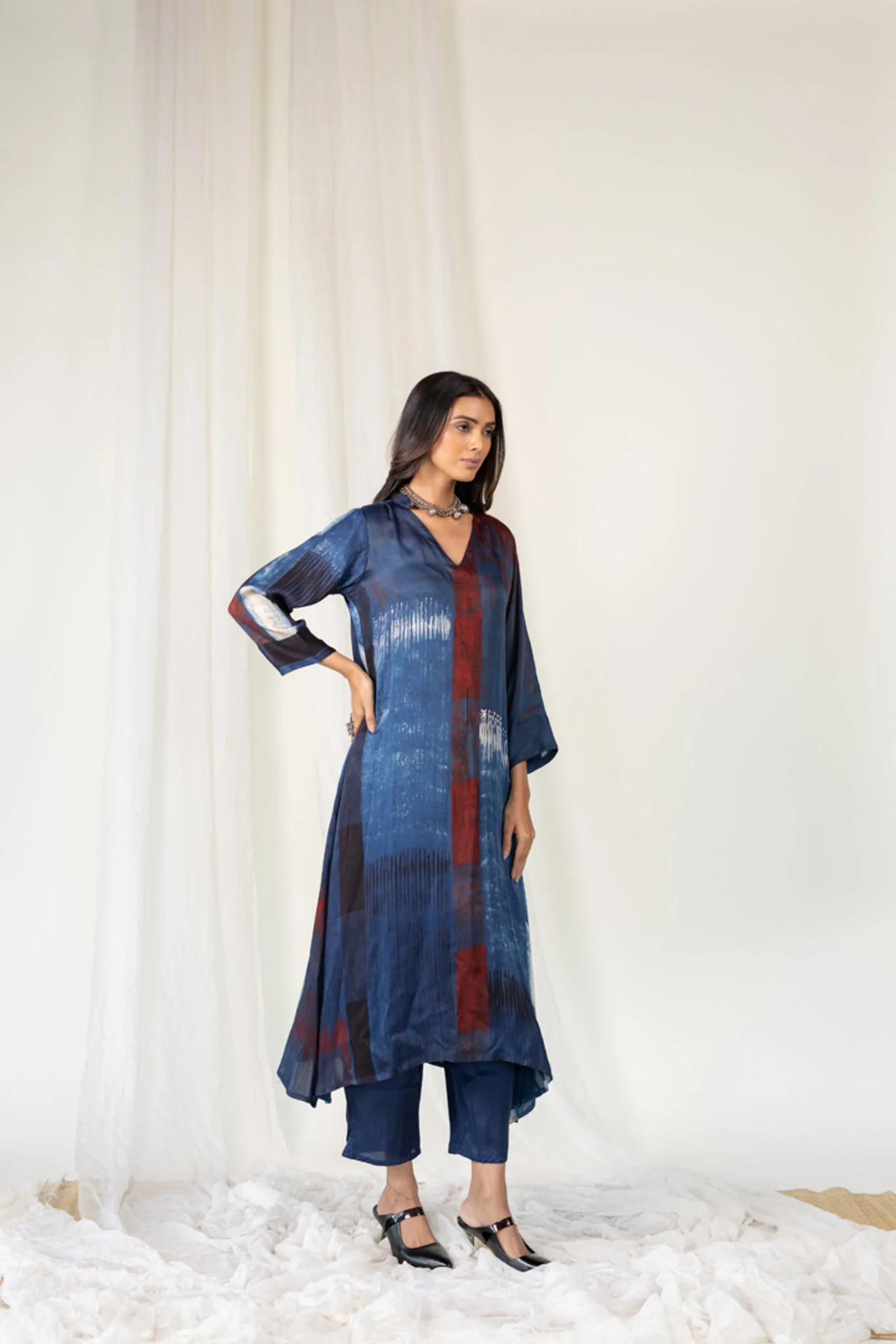 Navy Crimson Streak Kurta - Image 3
