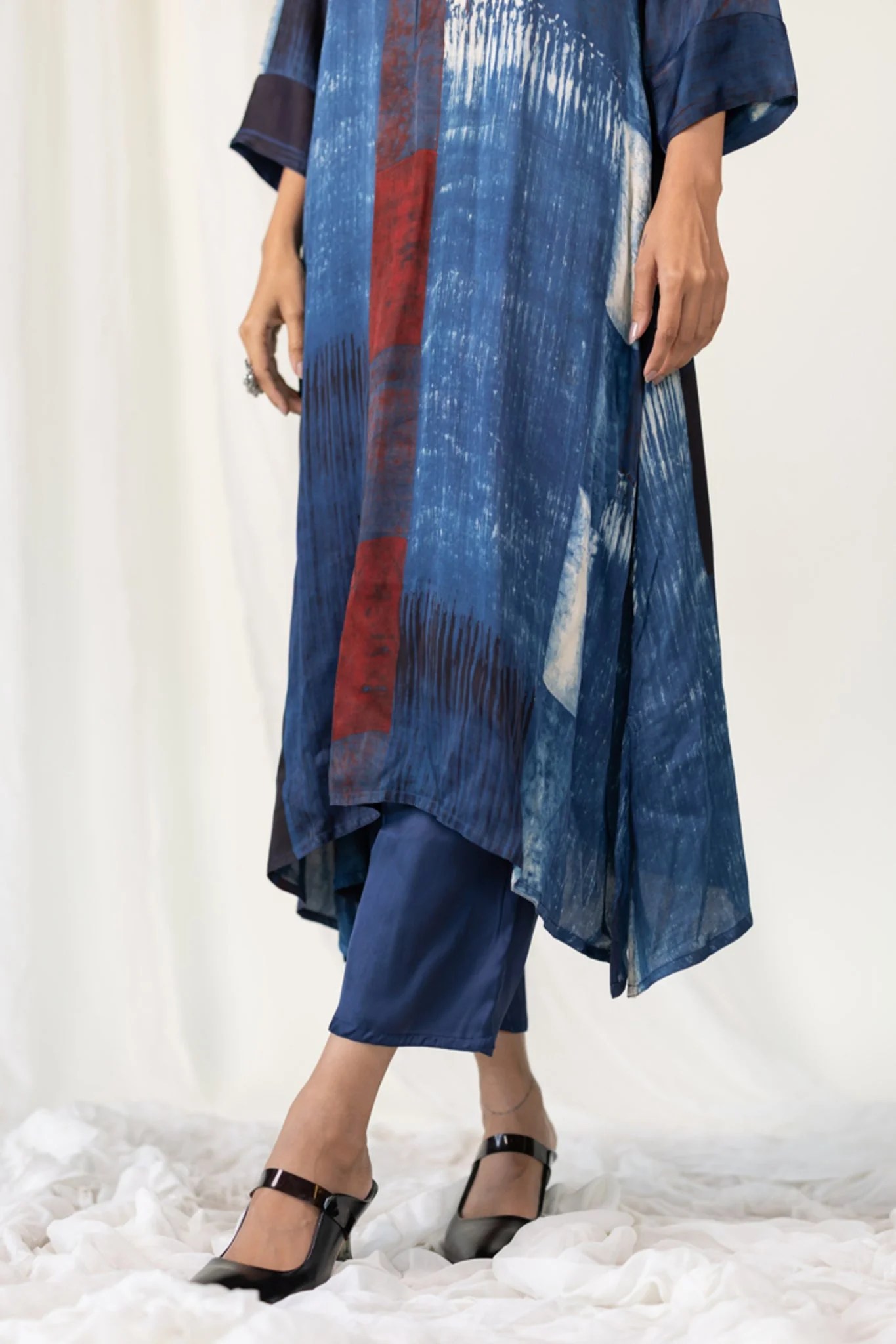 Navy Crimson Streak Kurta Set - Image 6