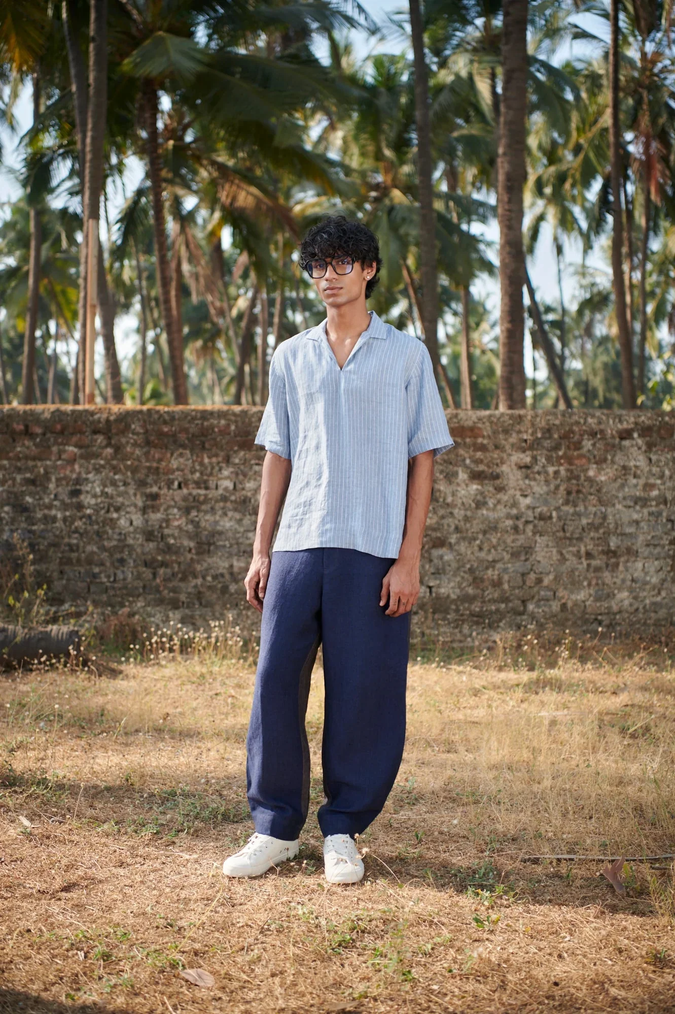 Neel Graphite Linen Men's Barrel Pants