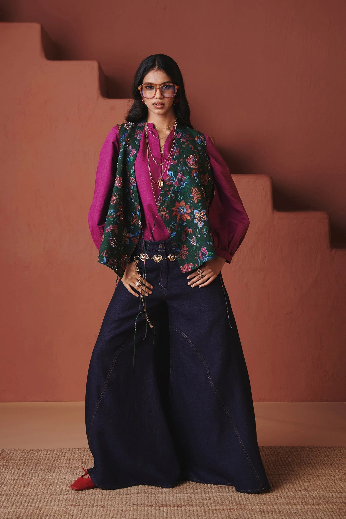 Neel Linen Denim Flared Pants - Image 2