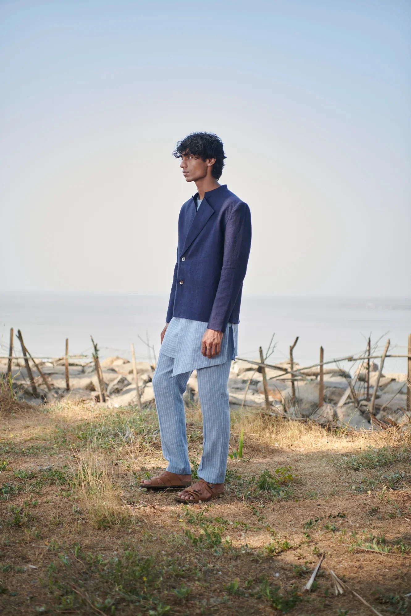 Neel Linen Men's Bandhgala Jacket - Image 3