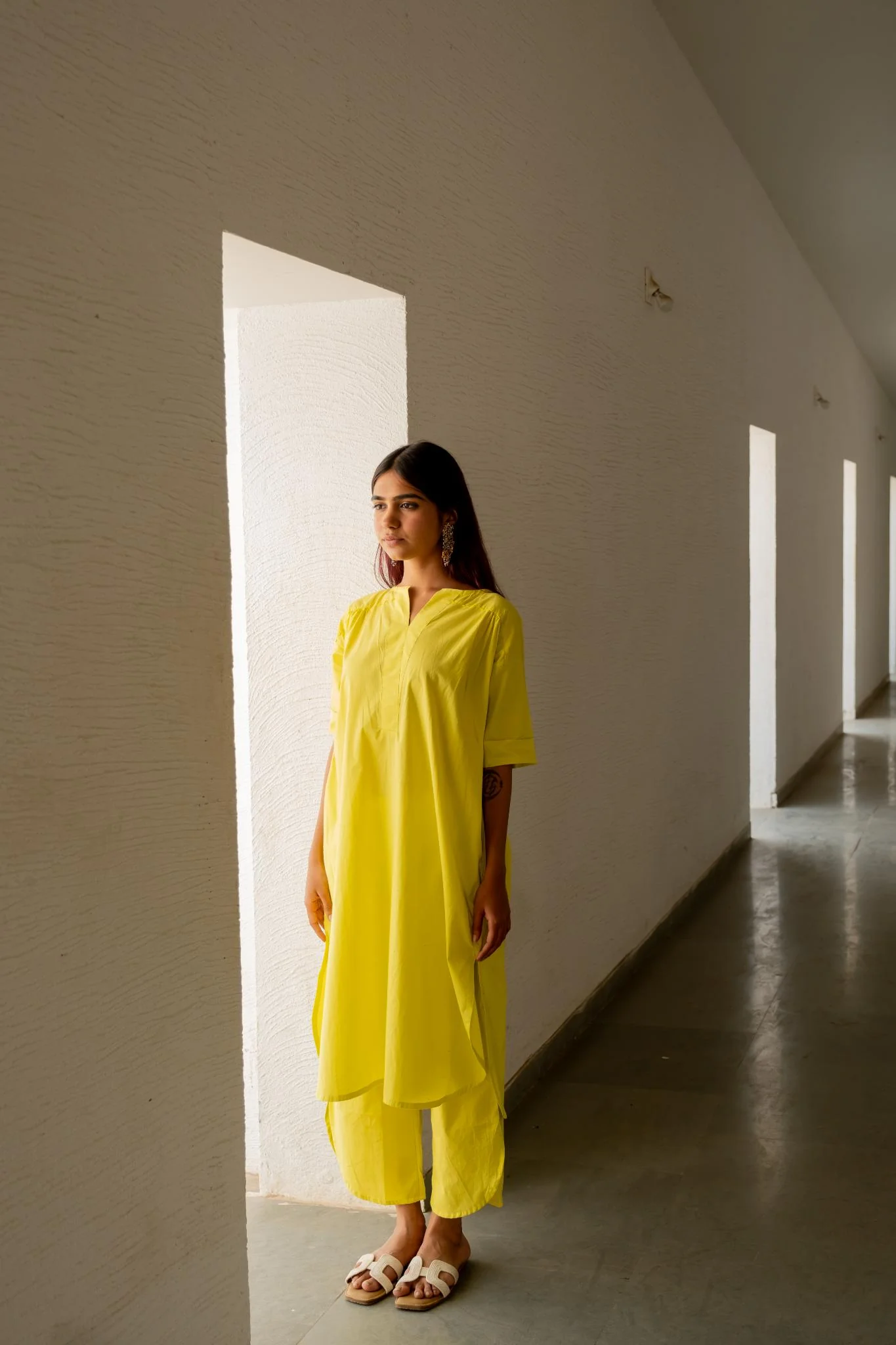 Neembu Yellow Tunic with Pants - Image 3