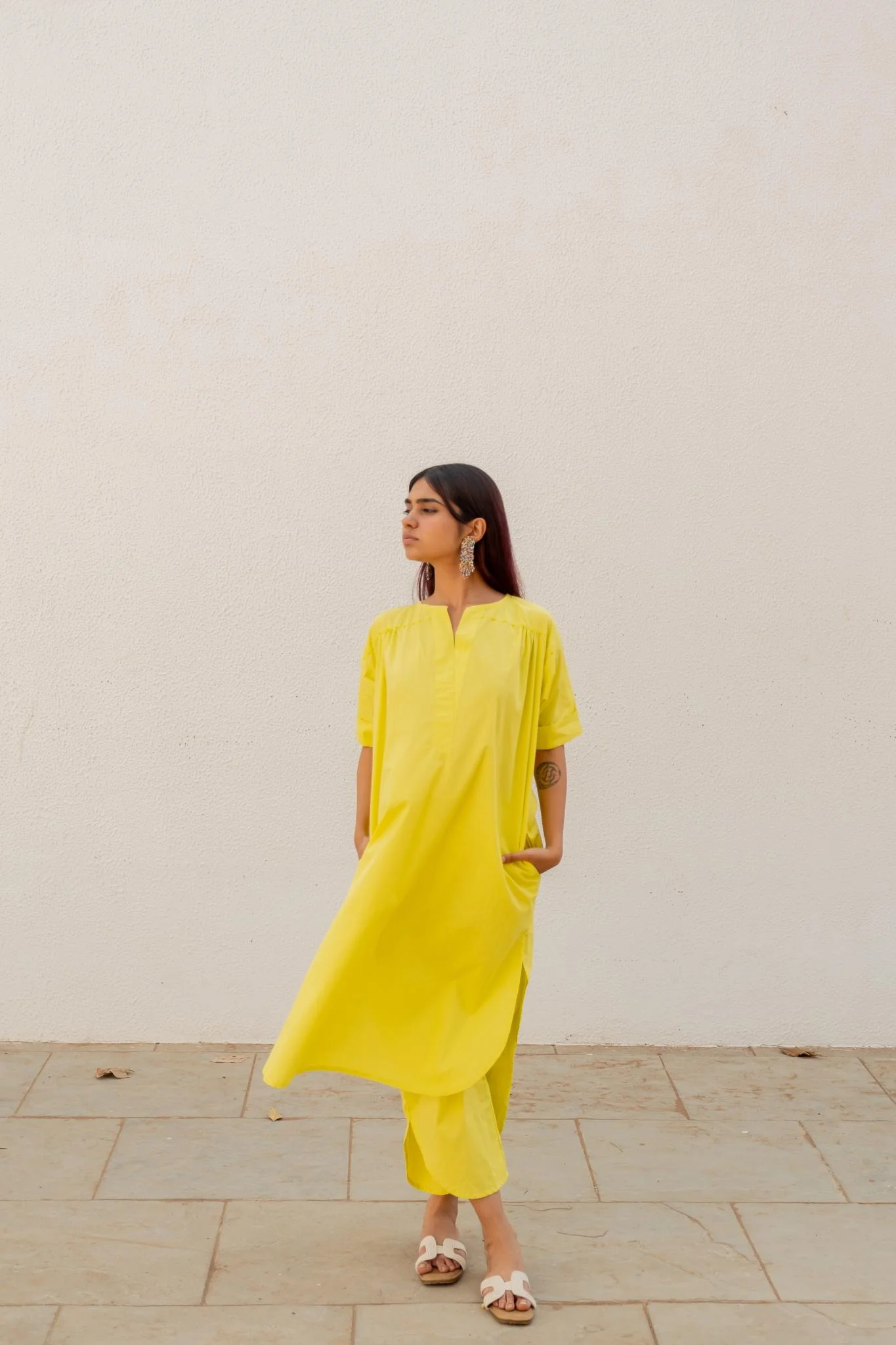 Neembu Yellow Tunic with Pants - Image 7