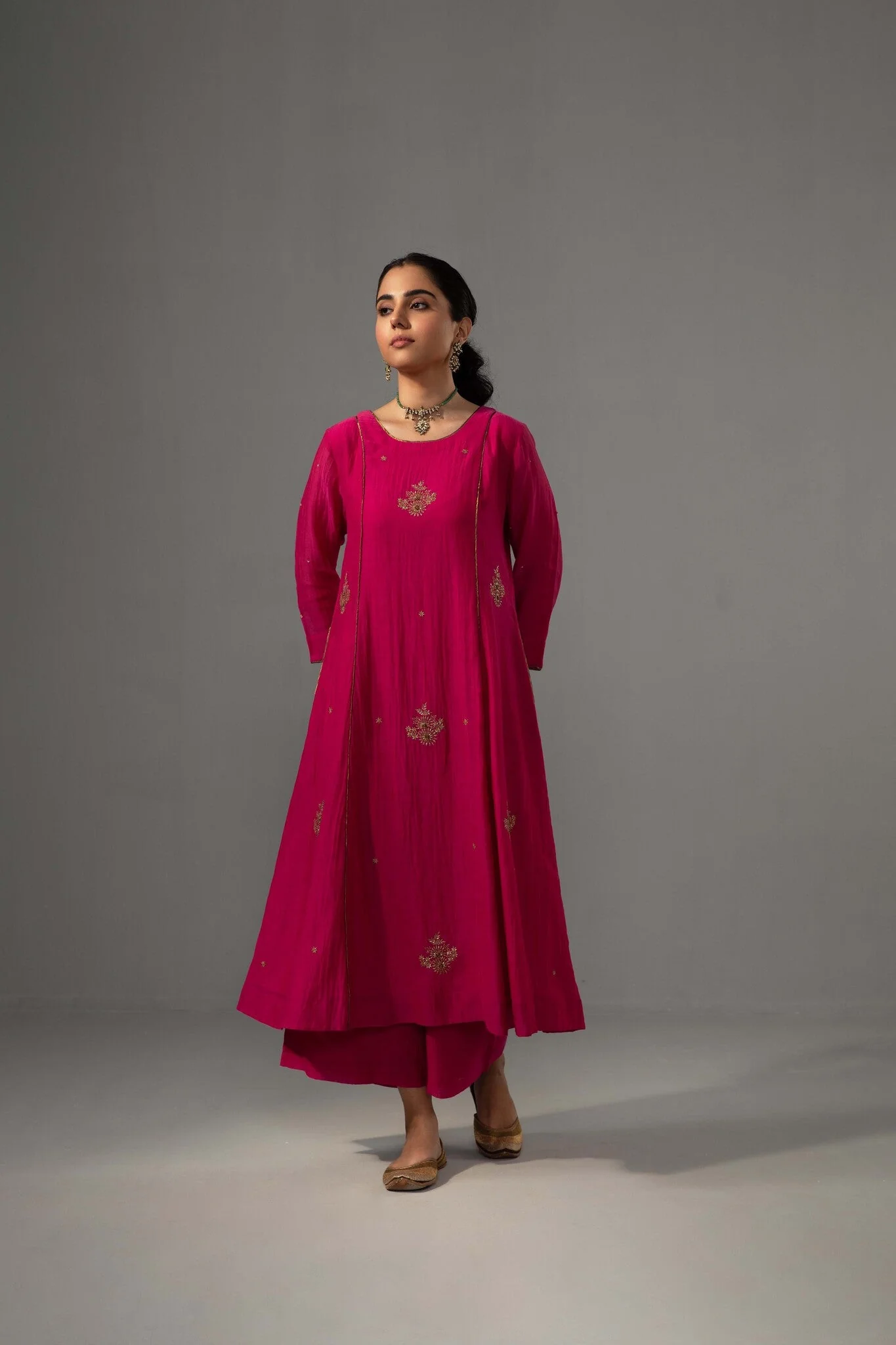 Noor Kurta Dupatta Set - Fuchsia Pink - Image 4