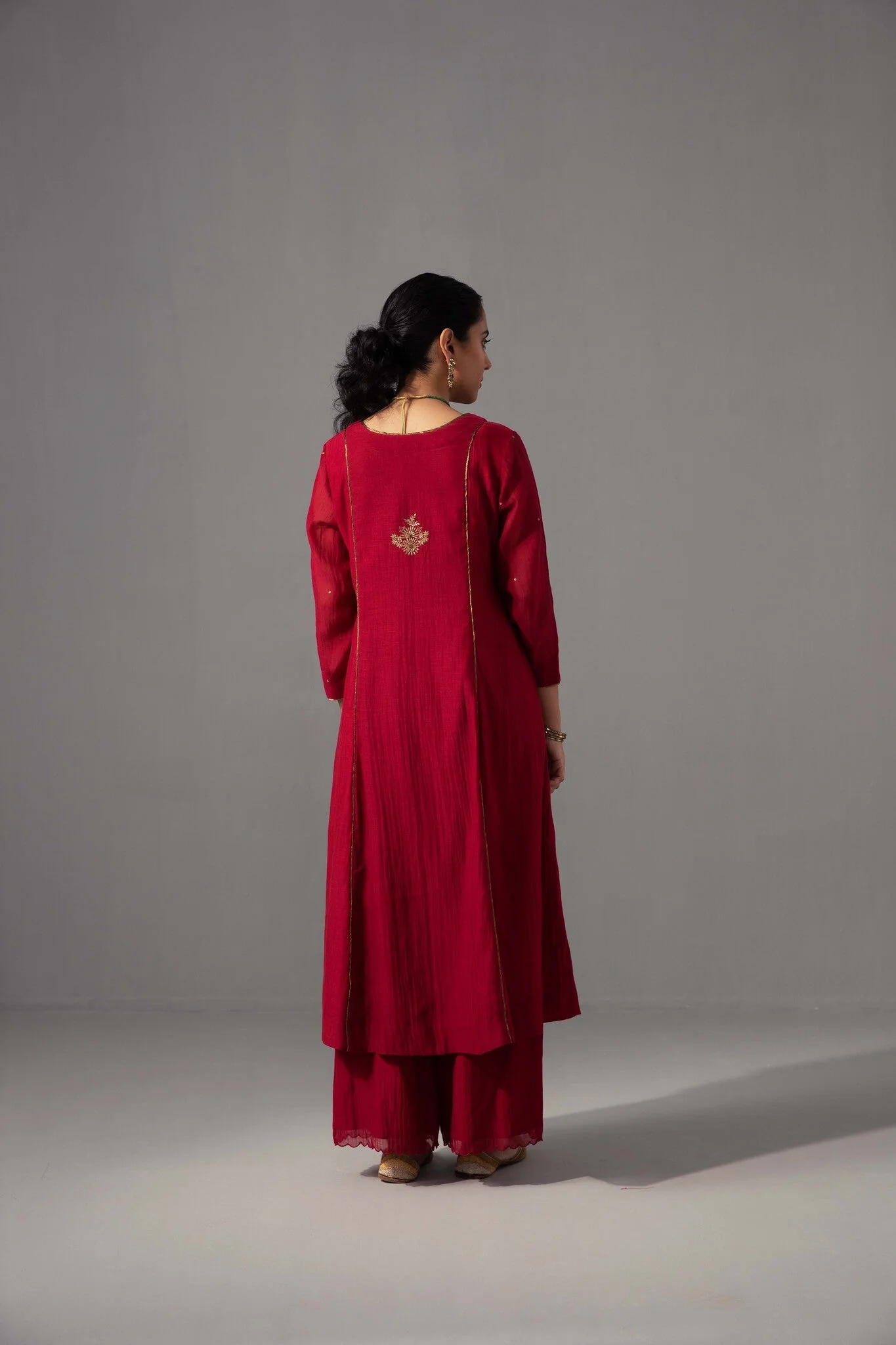 Noor Kurta Dupatta Set - Red - Image 5