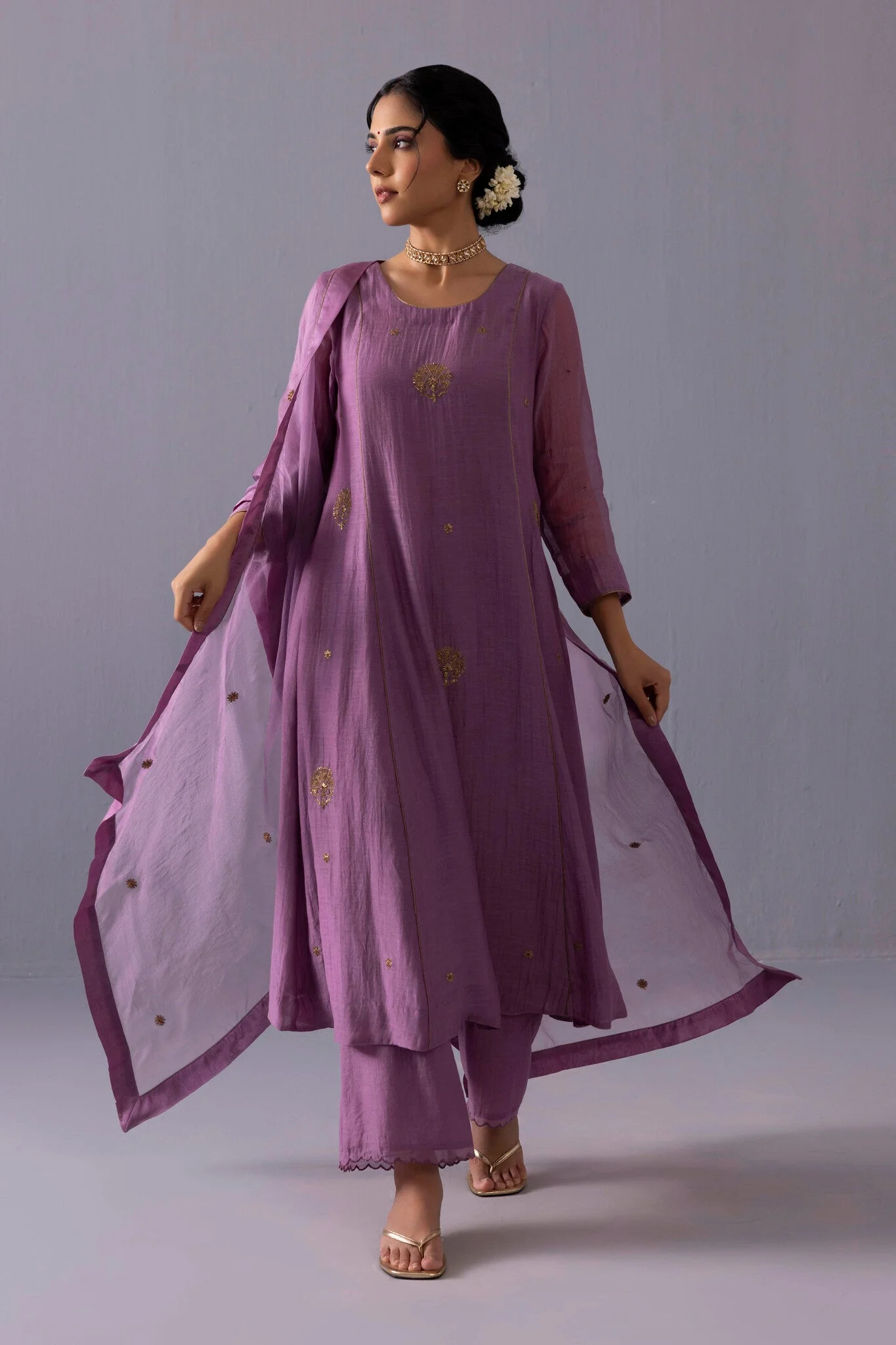 Noor Kurta Set - Purple - Image 3
