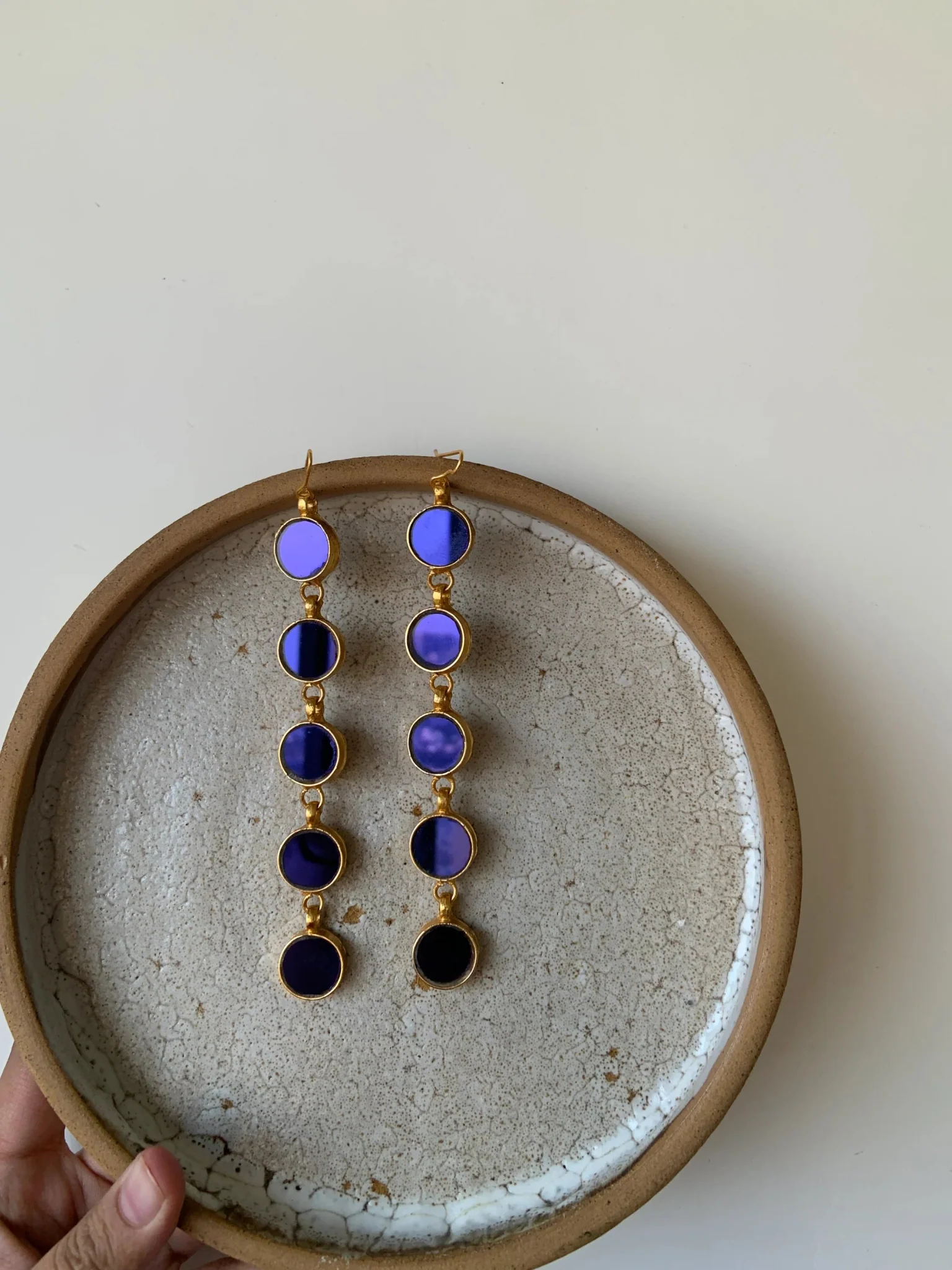 Nura Royal Blue Gold Plated Earrings - Image 3