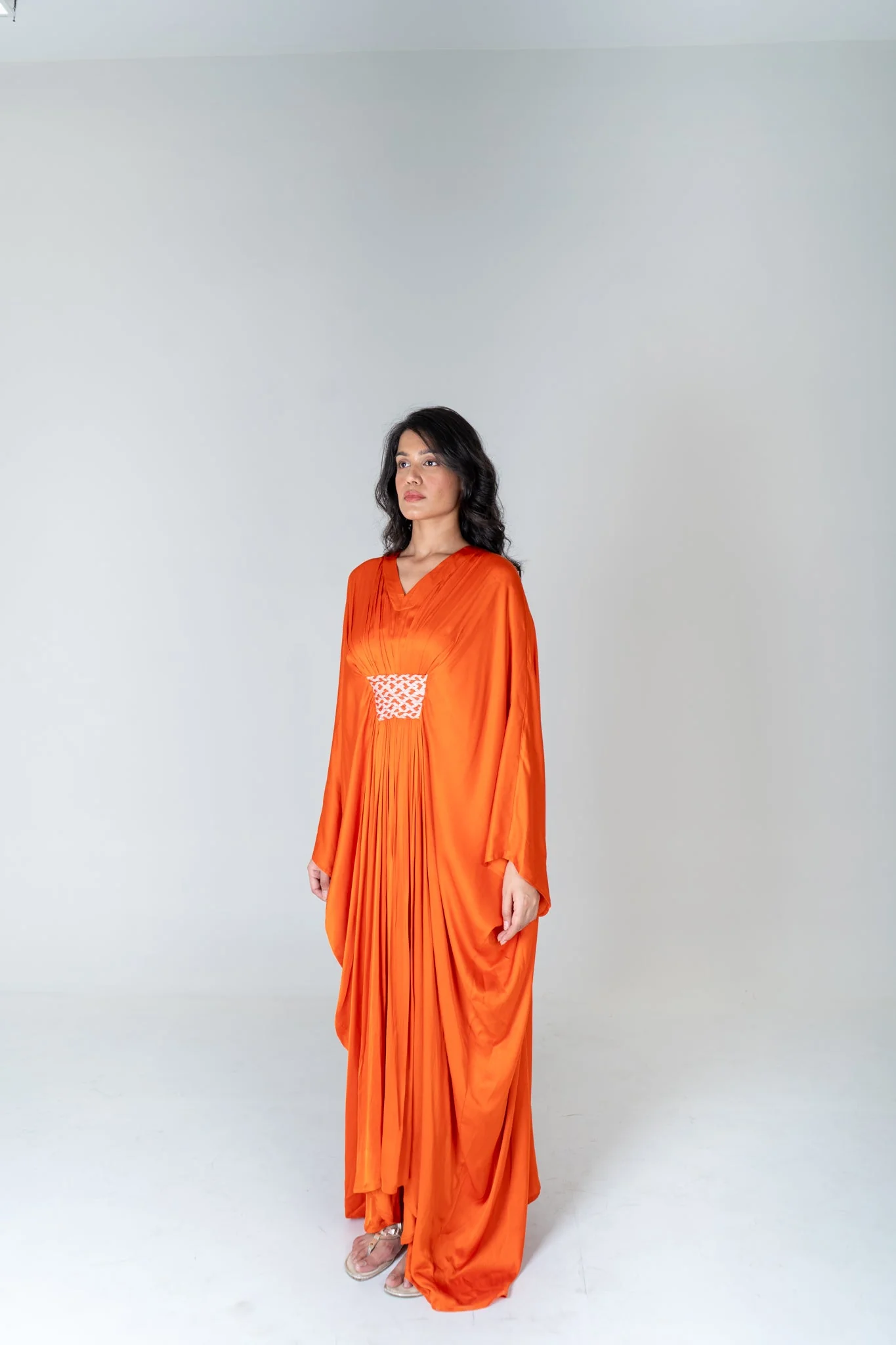 Orange-Pink Braided Long Kaftan - Image 5
