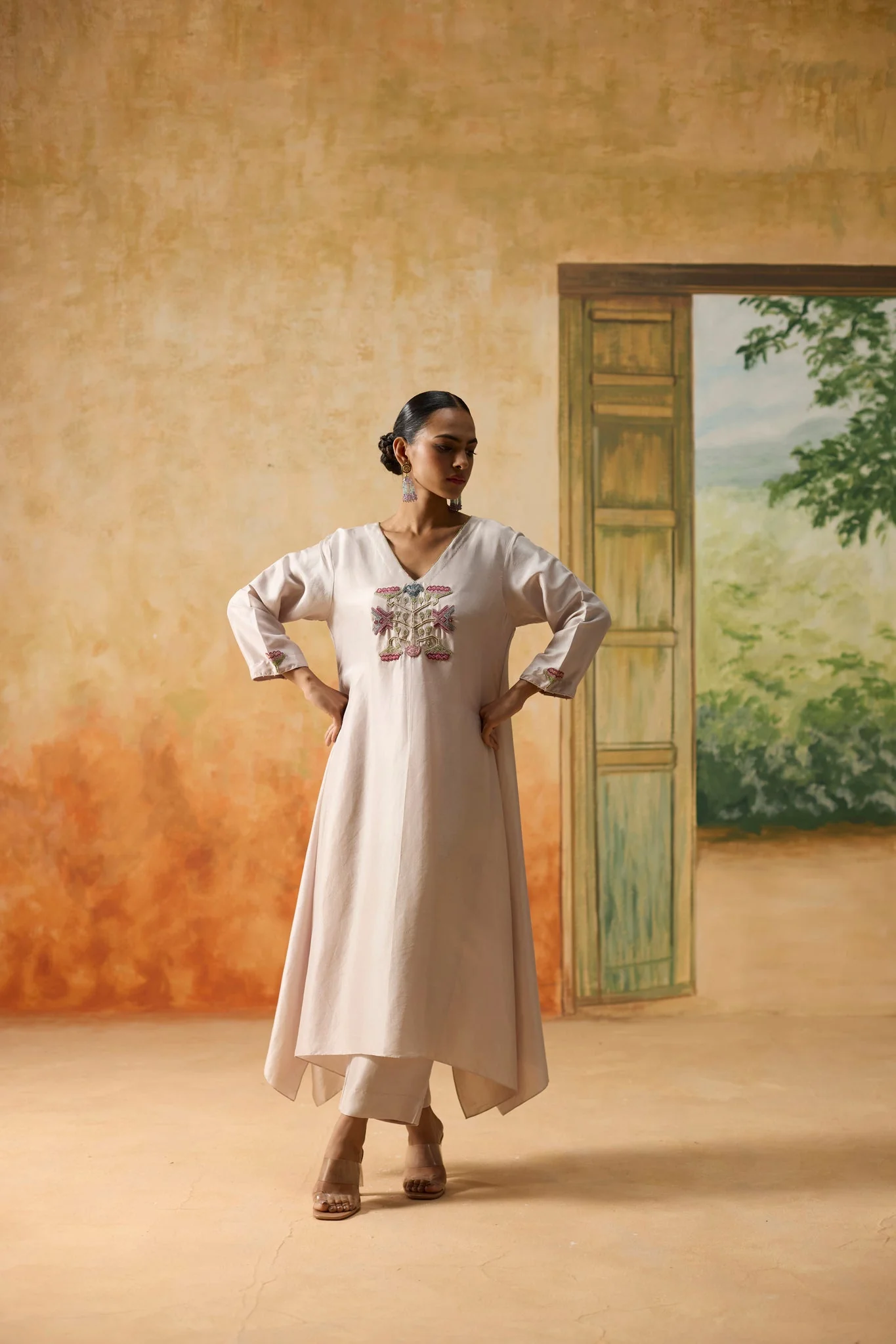 Orchid Kurta Set - Light Grey - Image 4