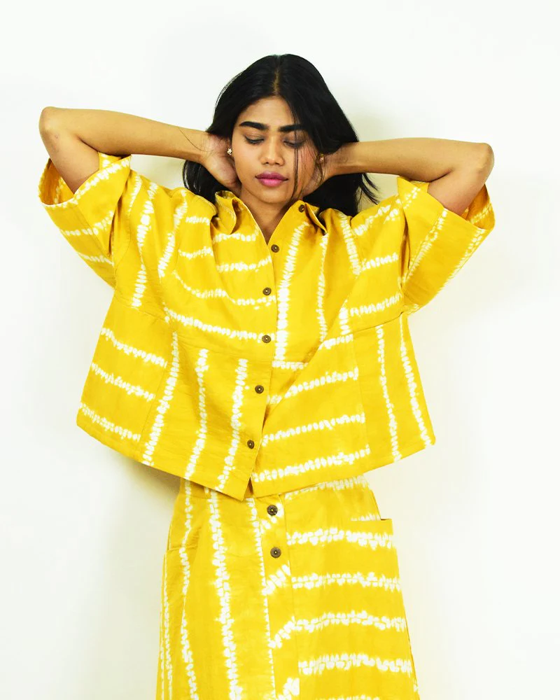 Organic Tie and Dye Yellow Kimono Top