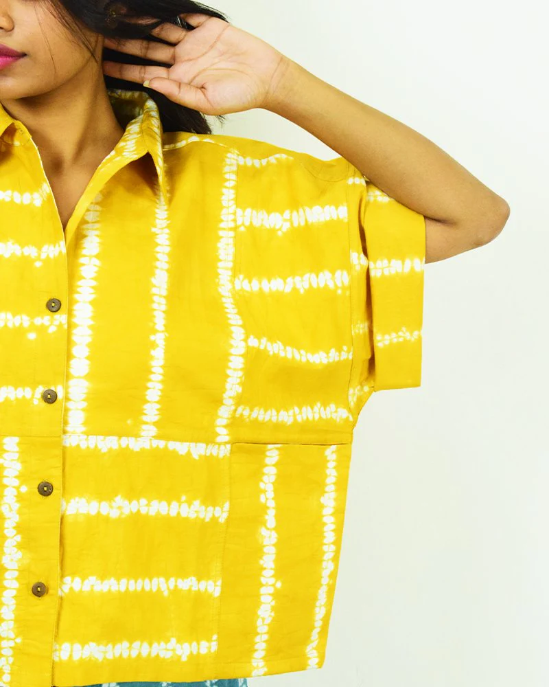 Organic Tie and Dye Yellow Kimono Top - Image 2