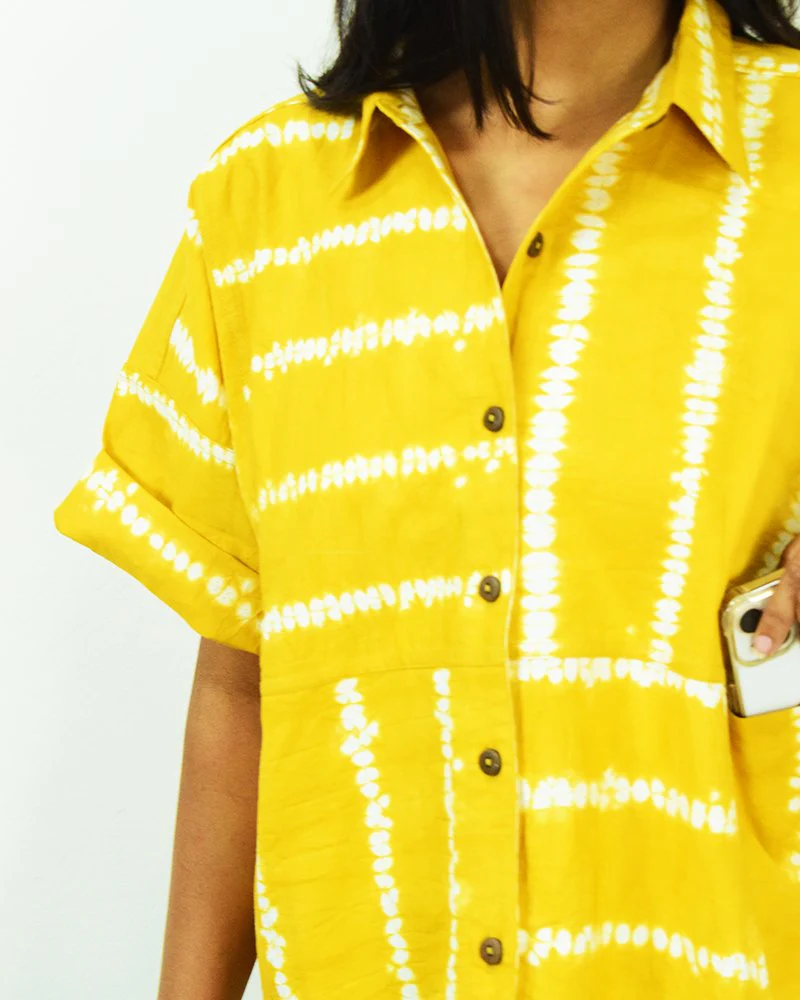 Organic Tie and Dye Yellow Kimono Top - Image 3