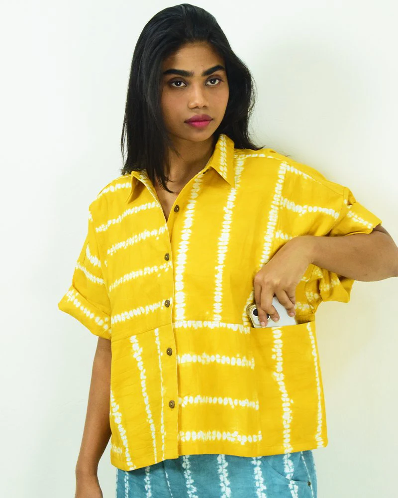 Organic Tie and Dye Yellow Kimono Top - Image 4