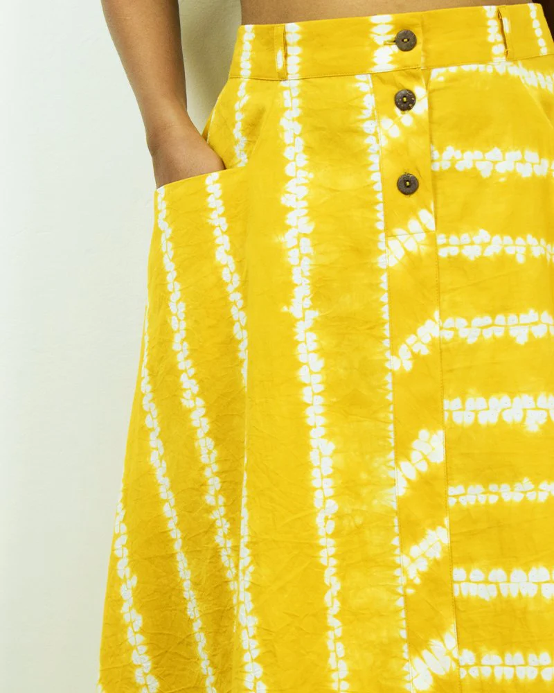 Organic Tie and Dye Yellow Skirt - Image 2
