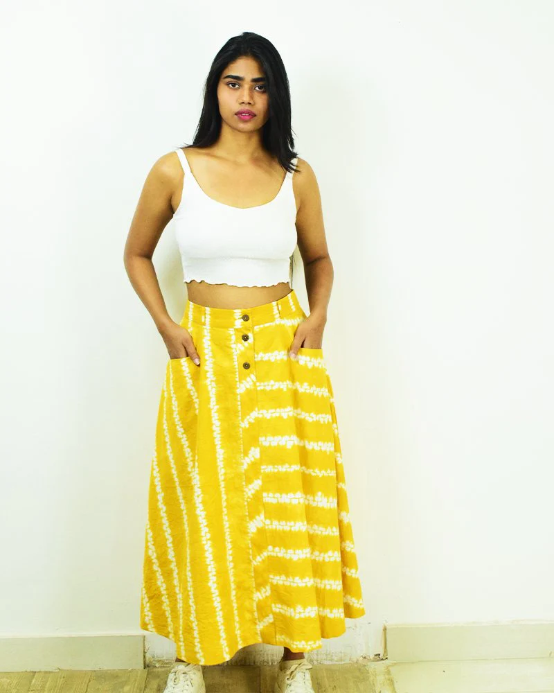 Organic Tie and Dye Yellow Skirt - Image 3