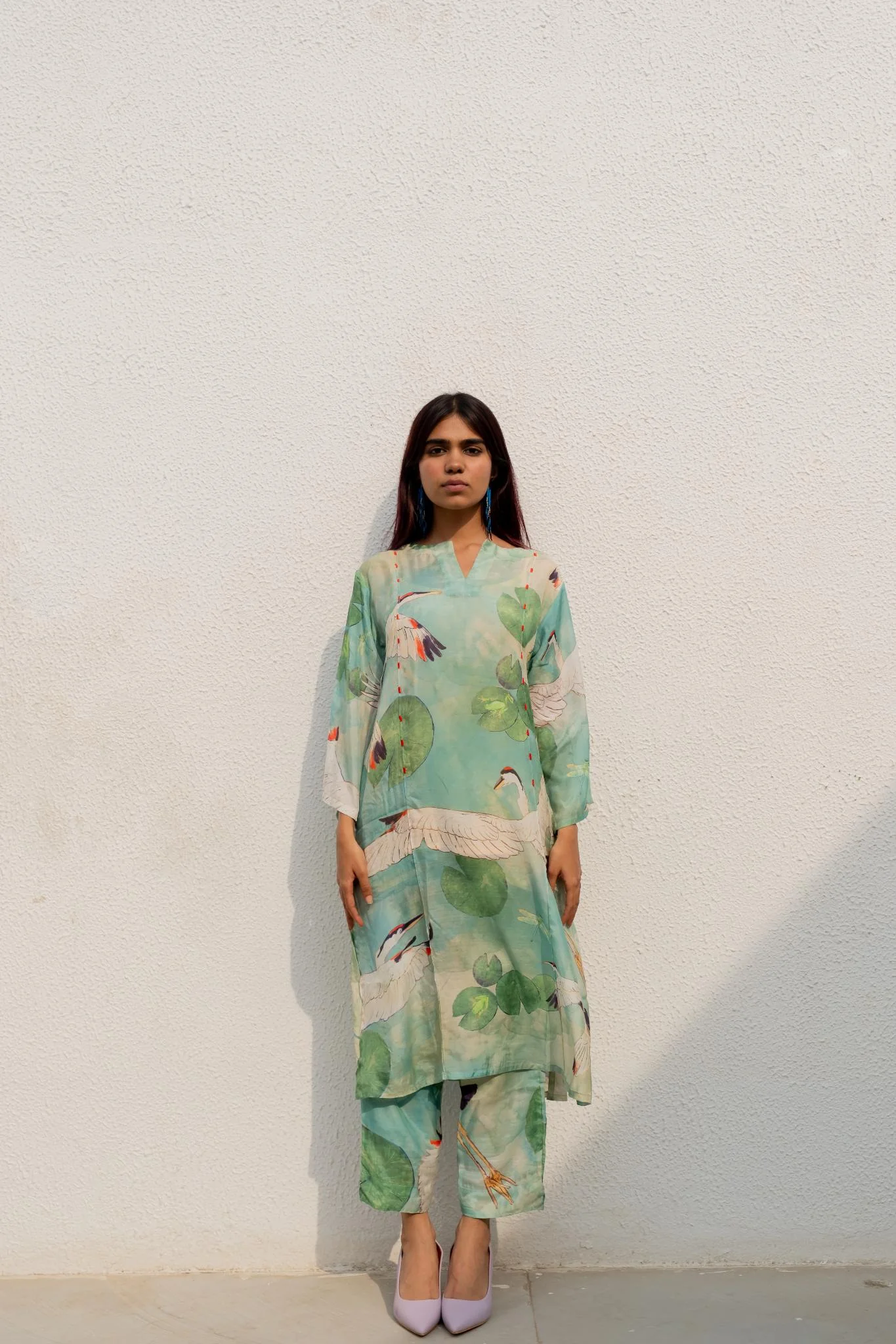 Oriental Cranes and Frogs Kurta Set - Image 2