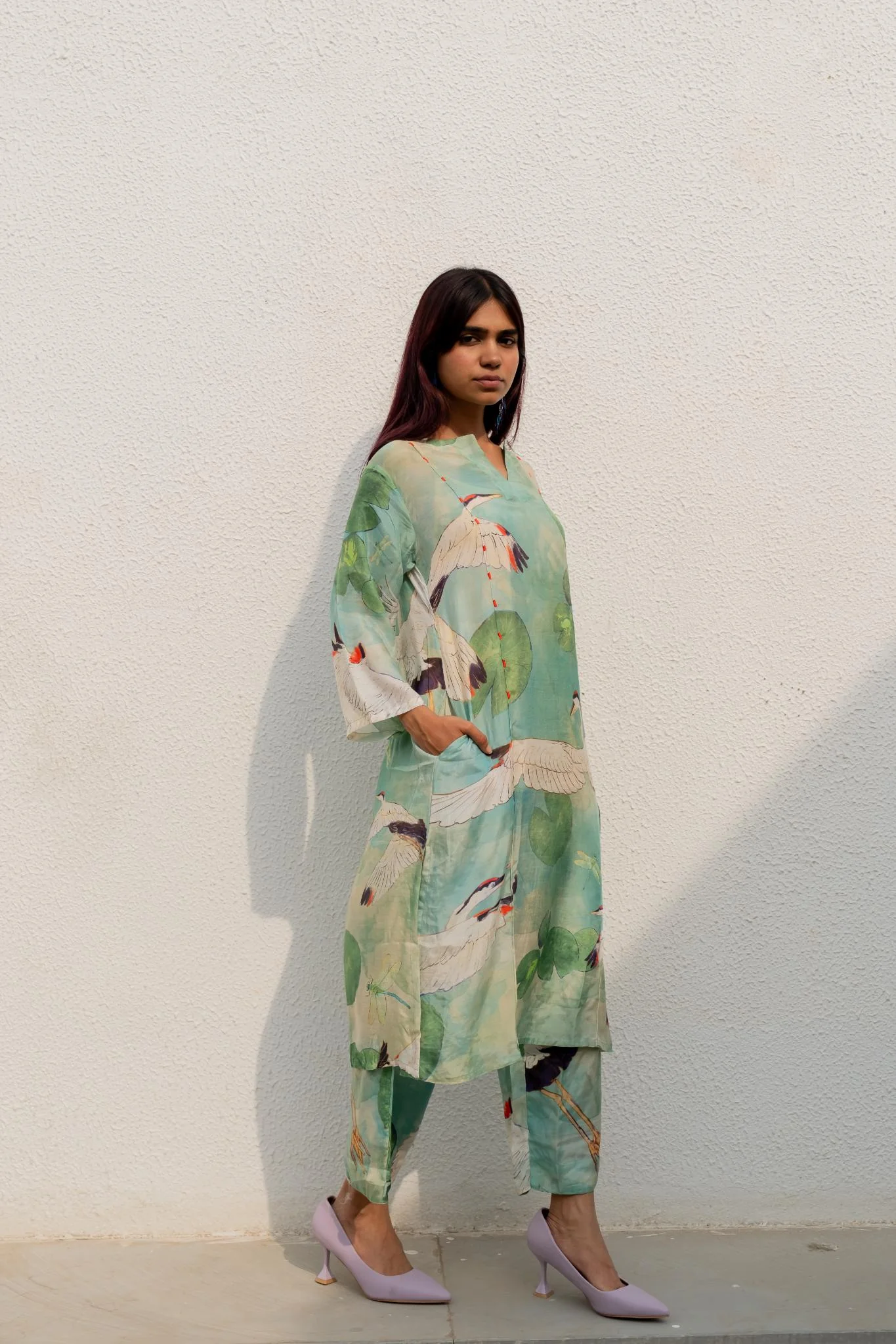 Oriental Cranes and Frogs Kurta Set - Image 4