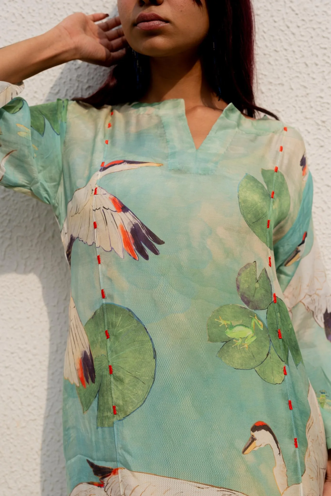 Oriental Cranes and Frogs Kurta Set - Image 5