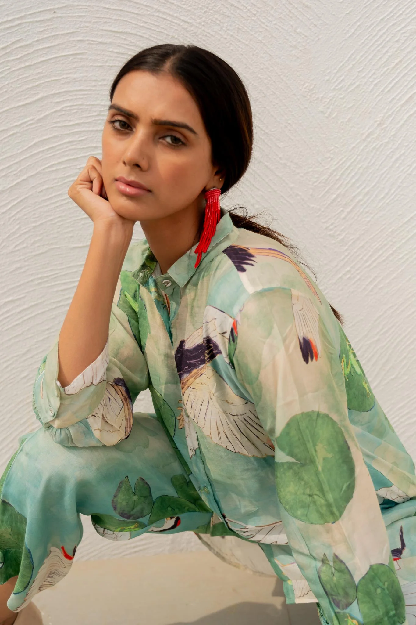Oriental Cranes and Frogs Shirt Co-ord Set - Image 2