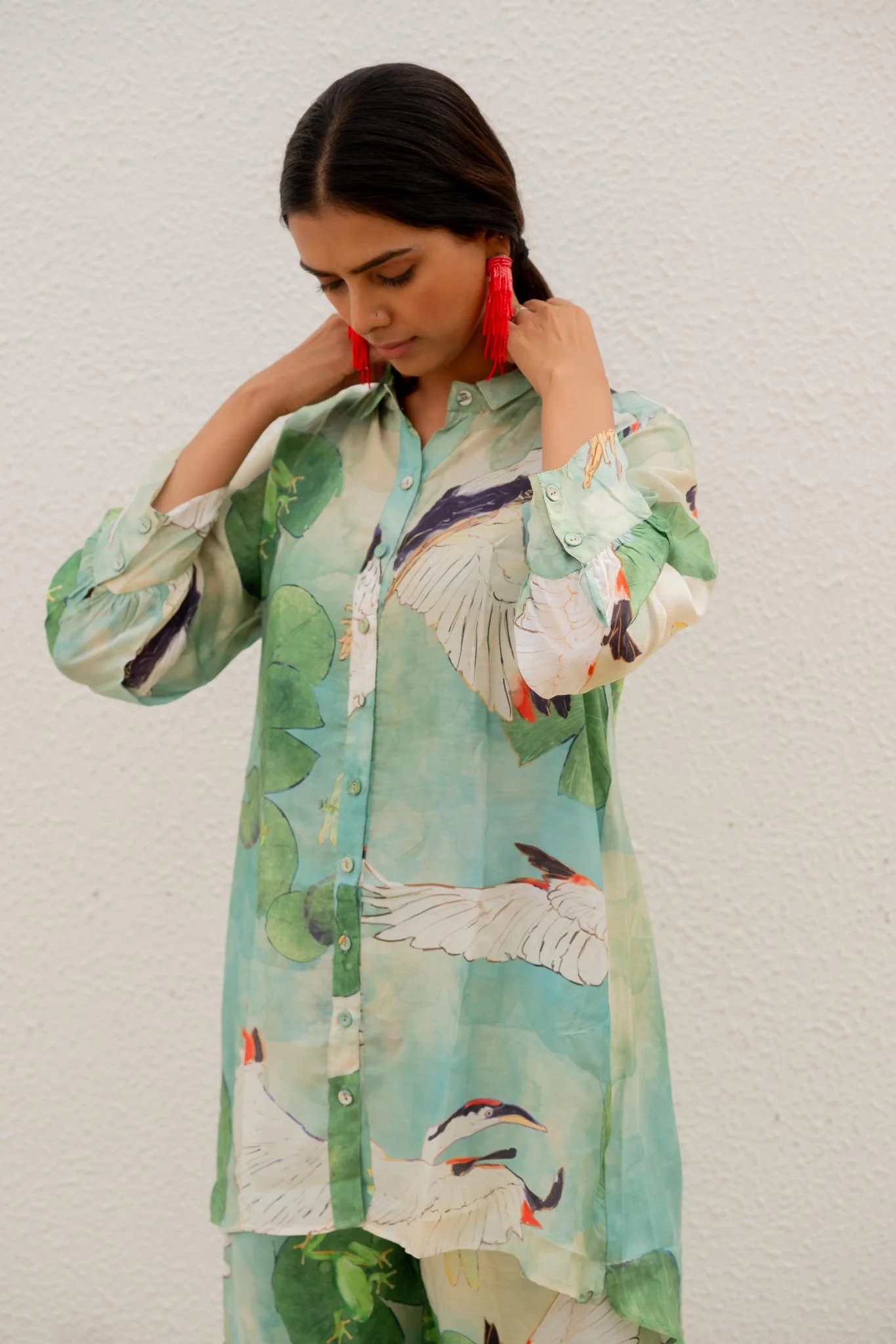 Oriental Cranes and Frogs Shirt Co-ord Set - Image 9