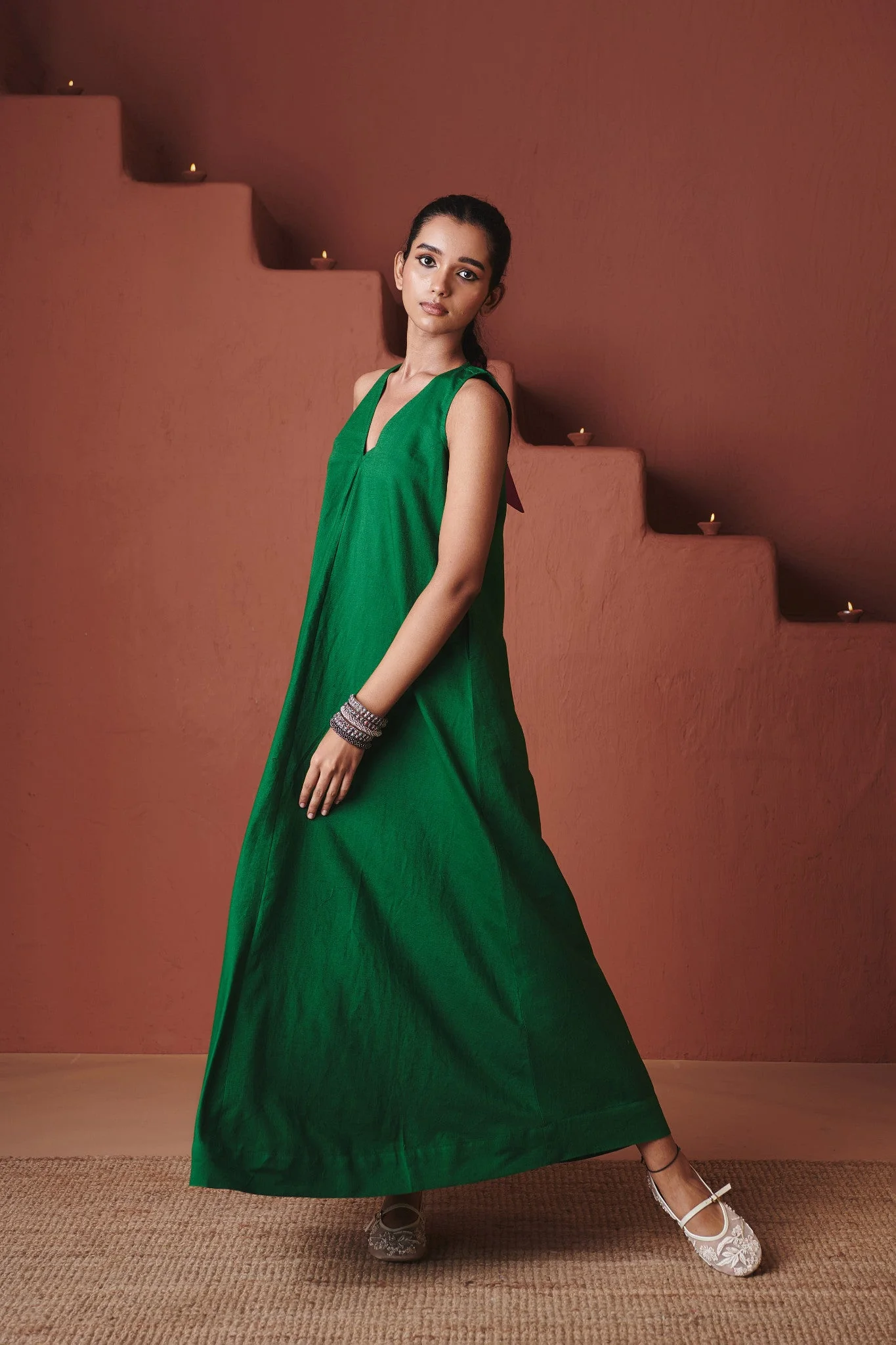 Paana 100% Linen Flared Dress - Image 2