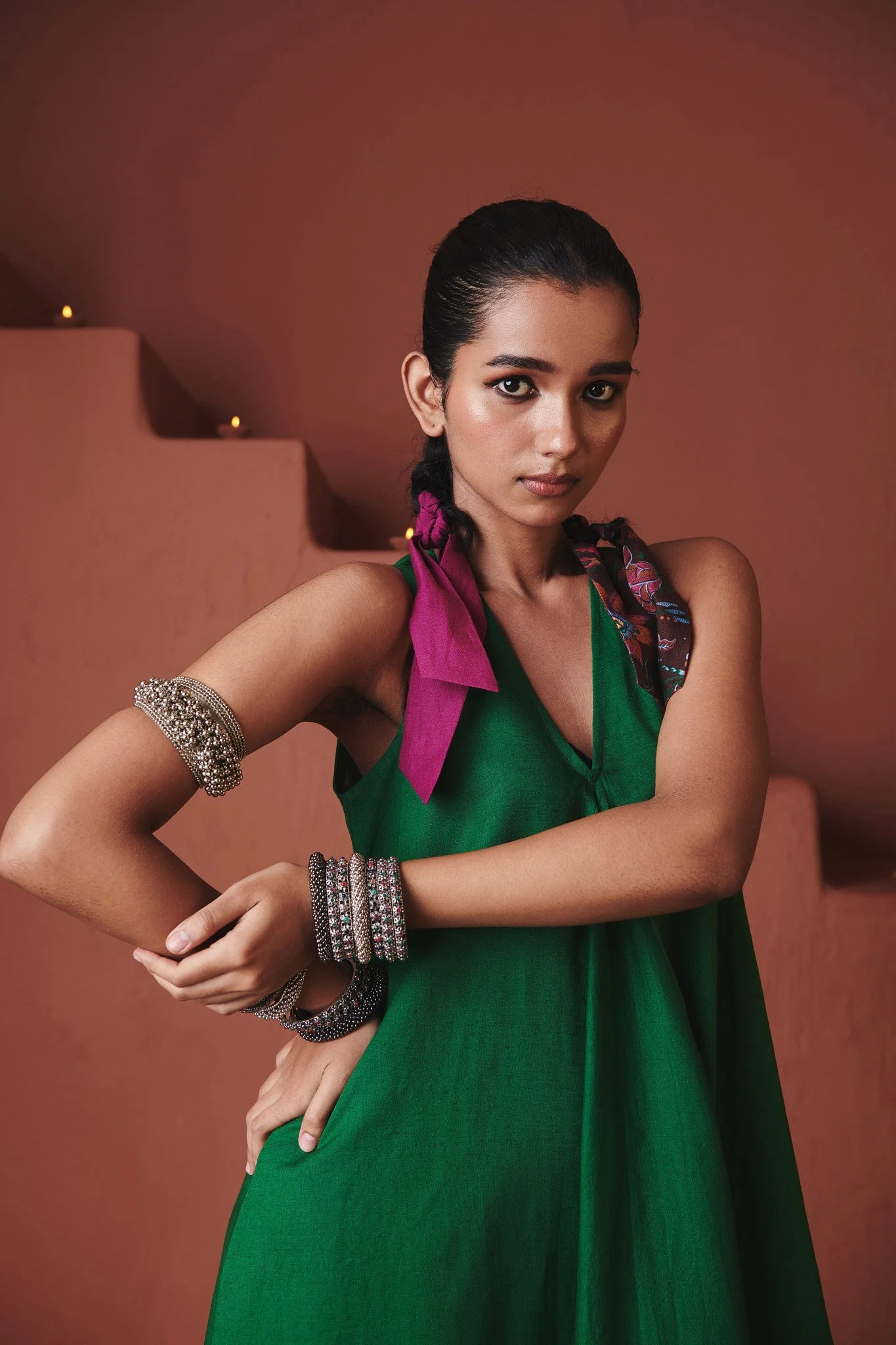 Paana 100% Linen Flared Dress - Image 3