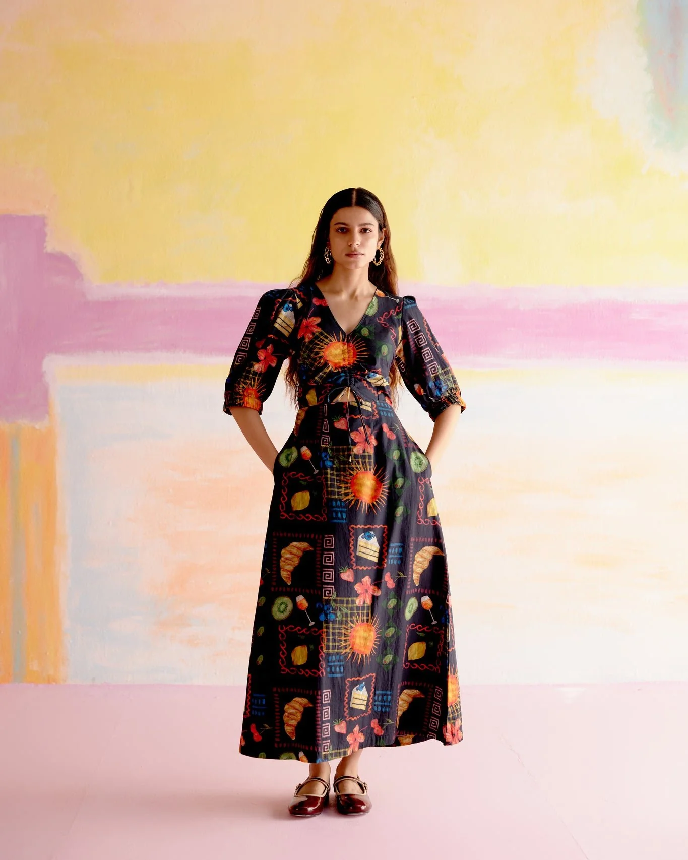 Paloma Midi Dress in Aloha Print