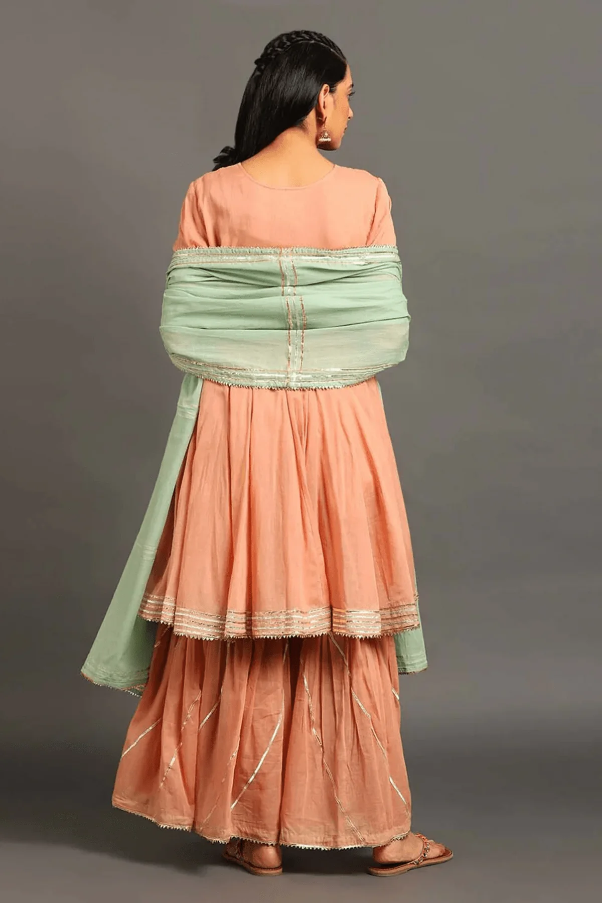 Peach Gul Angarkha Suit - Image 4