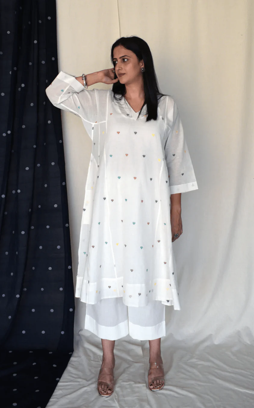 Pearl White Jamdani Phiran