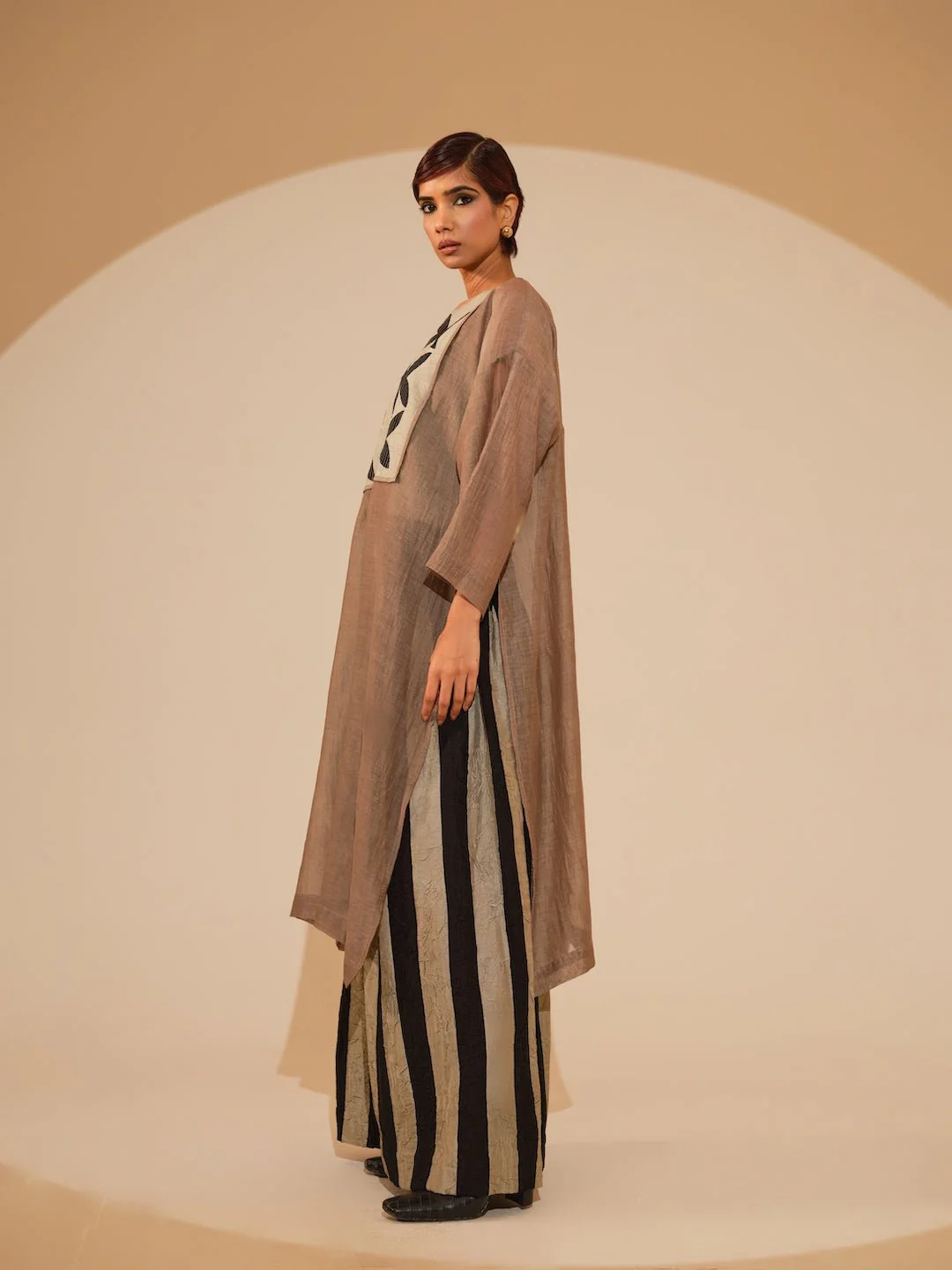 Pebble Tunic - Taupe and Black - Image 2