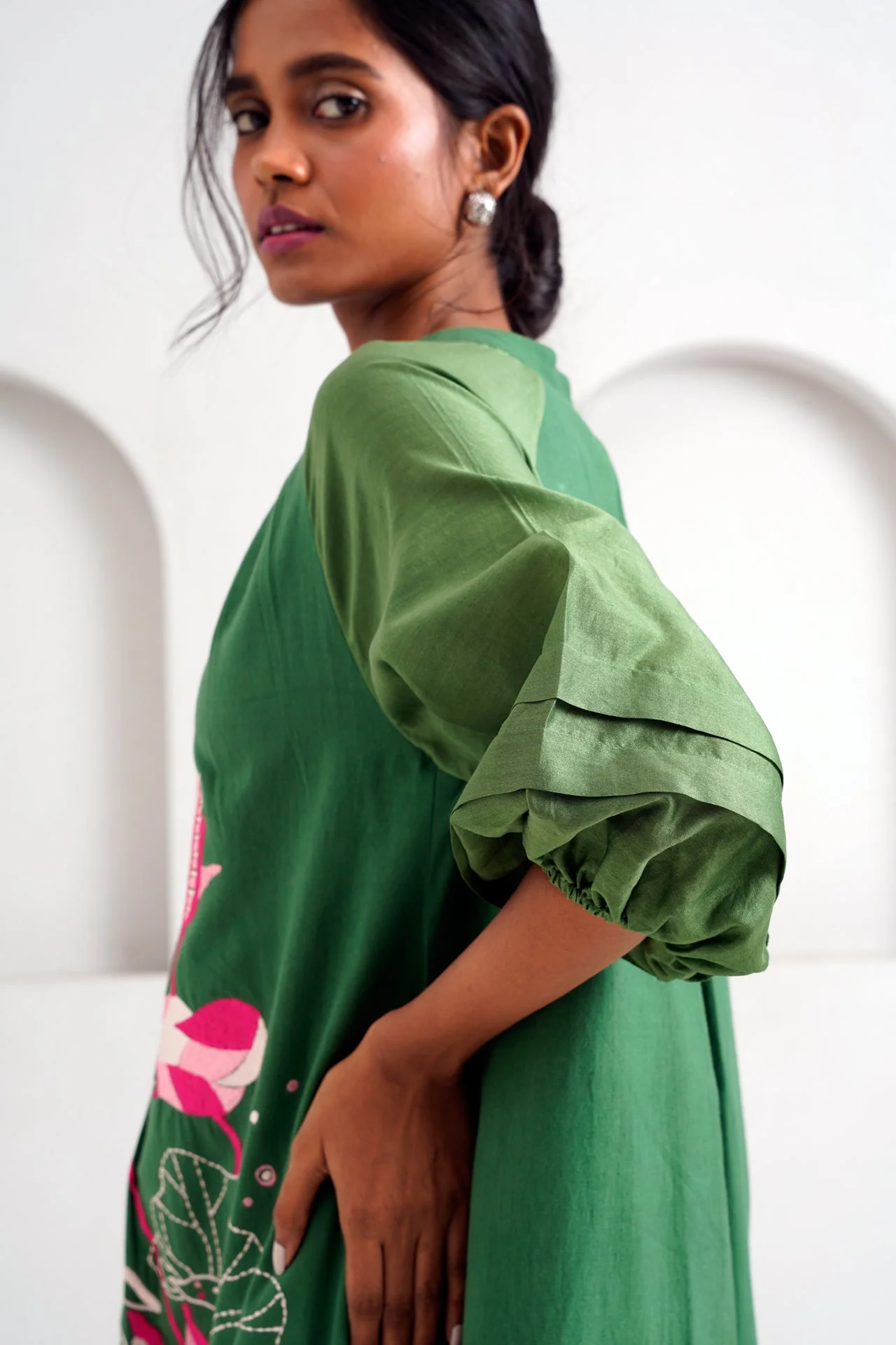 Pine Green Suvi Set - Embroidered Tunic + Pants - Image 5